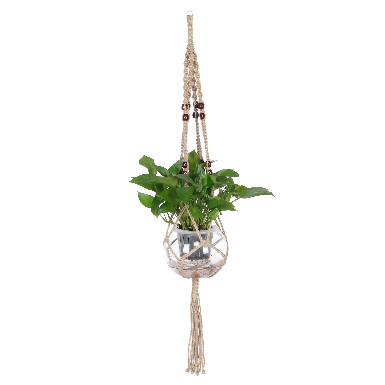 Plant Hanger Hanging Flowerpot Lifting Rope with Wooden Beads Indoor Outdoor view 6