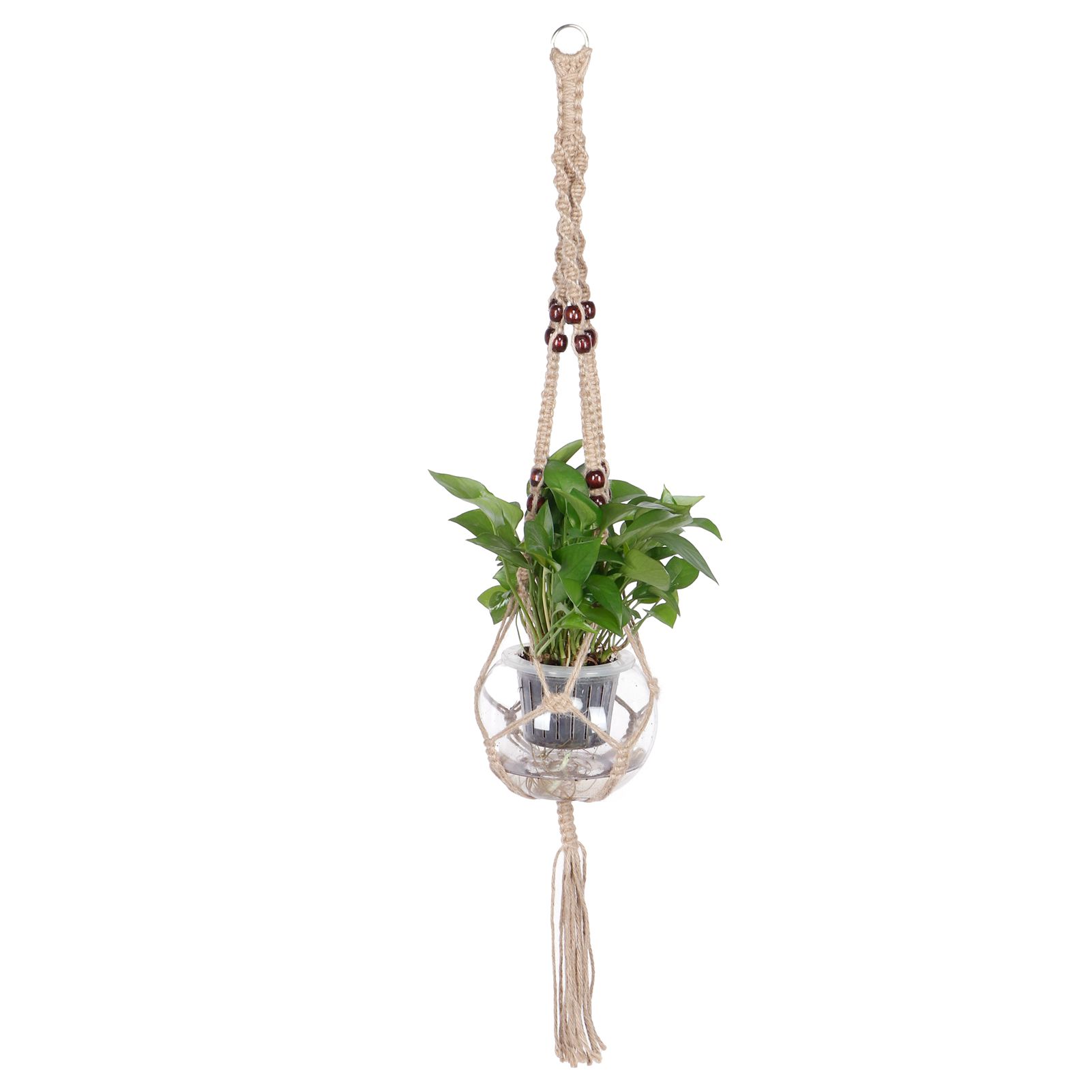 Plant Hanger Hanging Flowerpot Lifting Rope with Wooden Beads Indoor Outdoor view 7