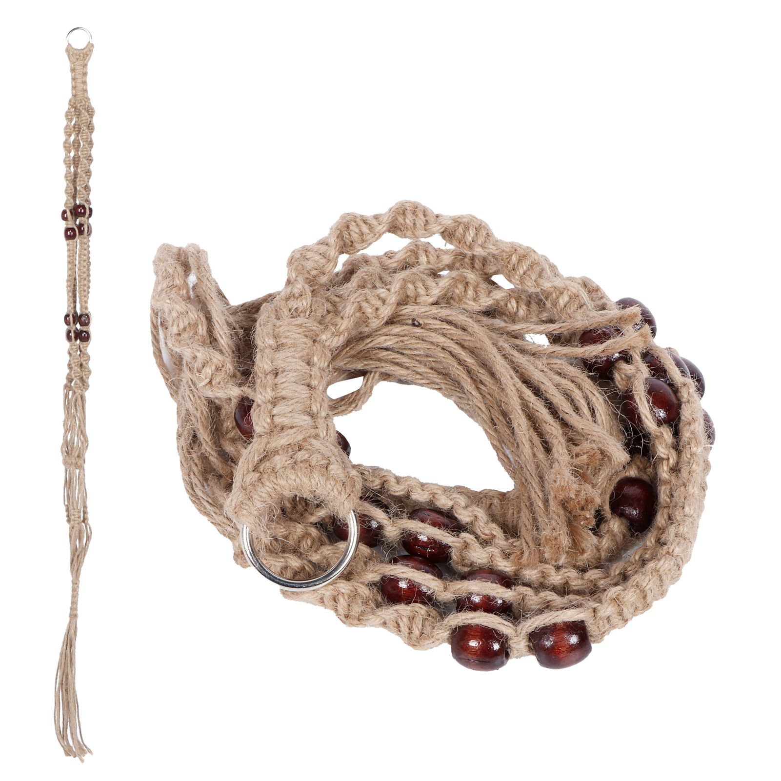 Plant Hanger Hanging Flowerpot Lifting Rope with Wooden Beads Indoor Outdoor view 8