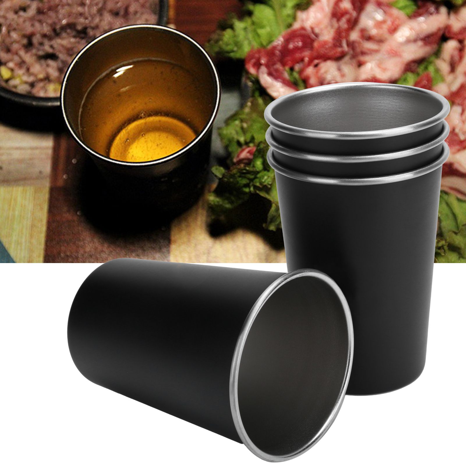 4Pcs Stainless Steel Picnic Cup Beer Beverage Drinking Cup for Outdoor view 10