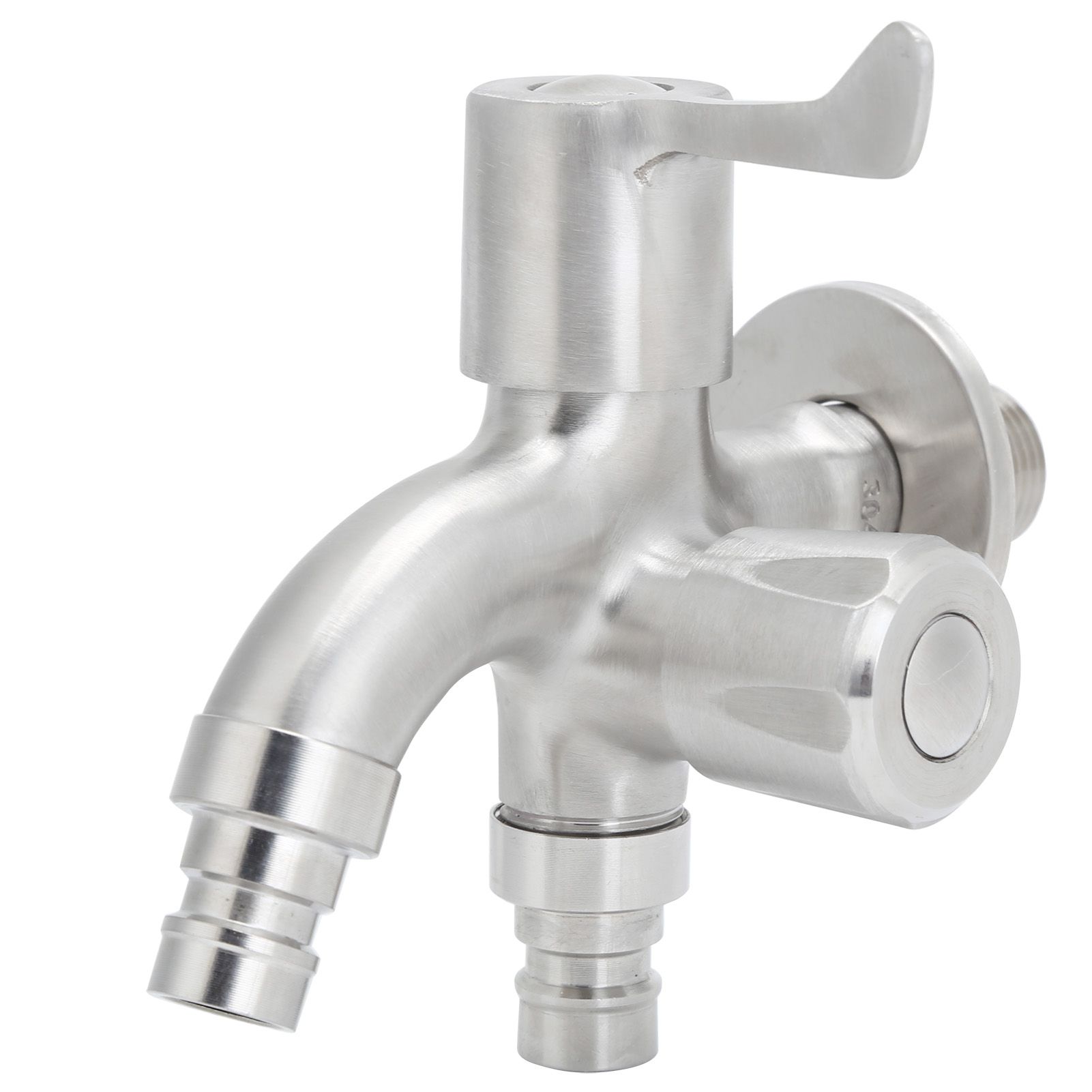 G1/2 Male Thread Water Faucet Dual Outlet Stainless Steel Water Tap for