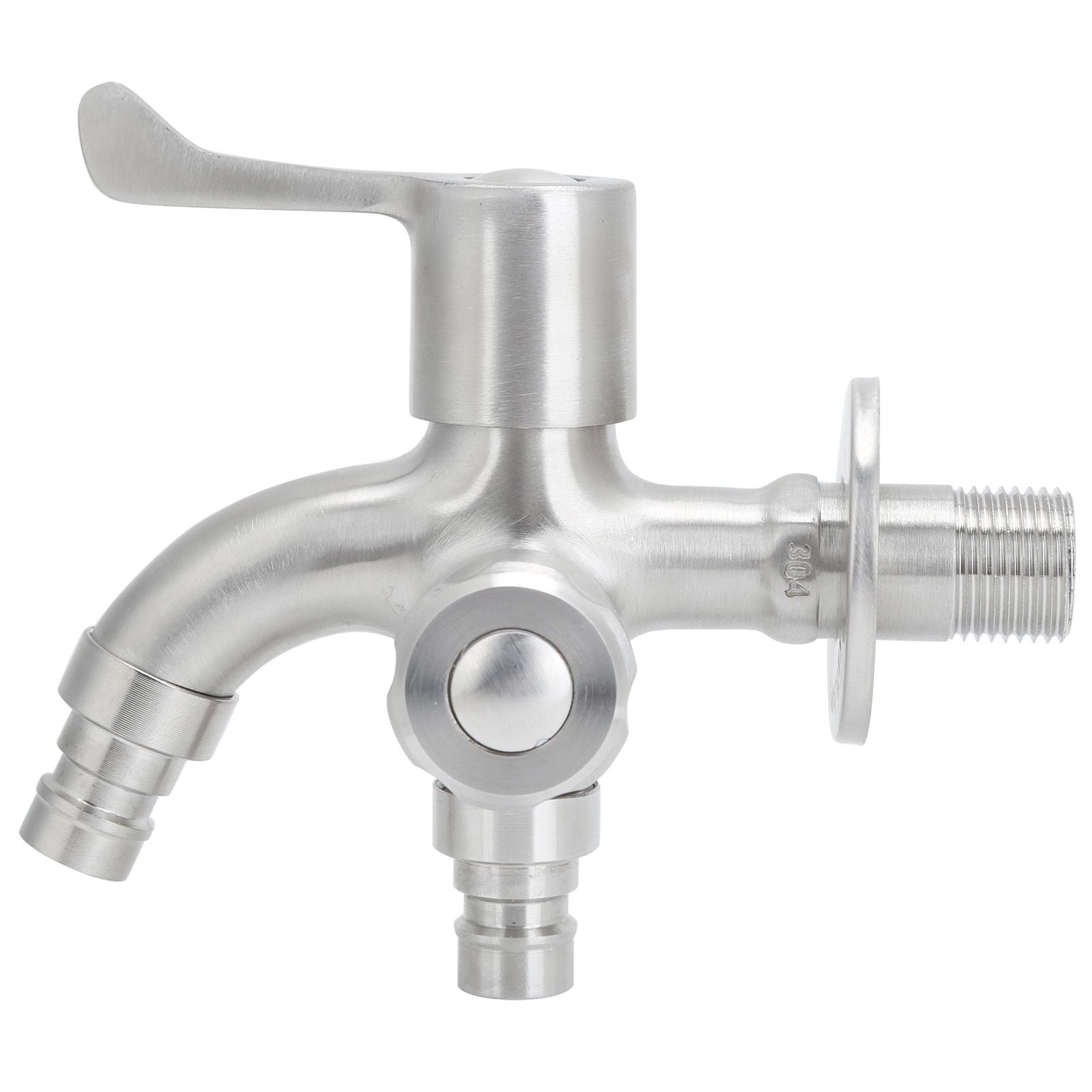 G1/2 Male Thread Water Faucet Dual Outlet Stainless Steel Water Tap for view 4