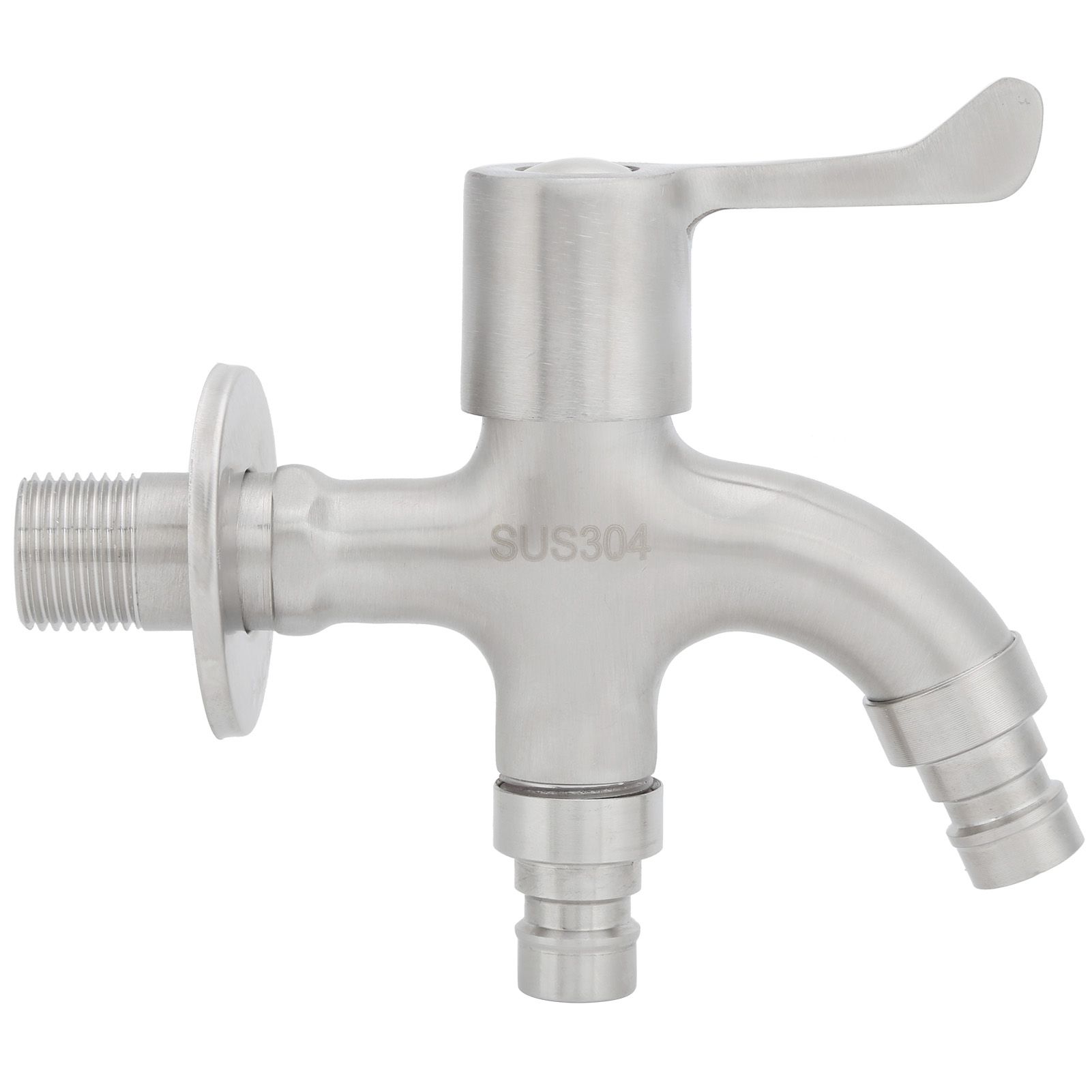 G1/2 Male Thread Water Faucet Dual Outlet Stainless Steel Water Tap for view 5