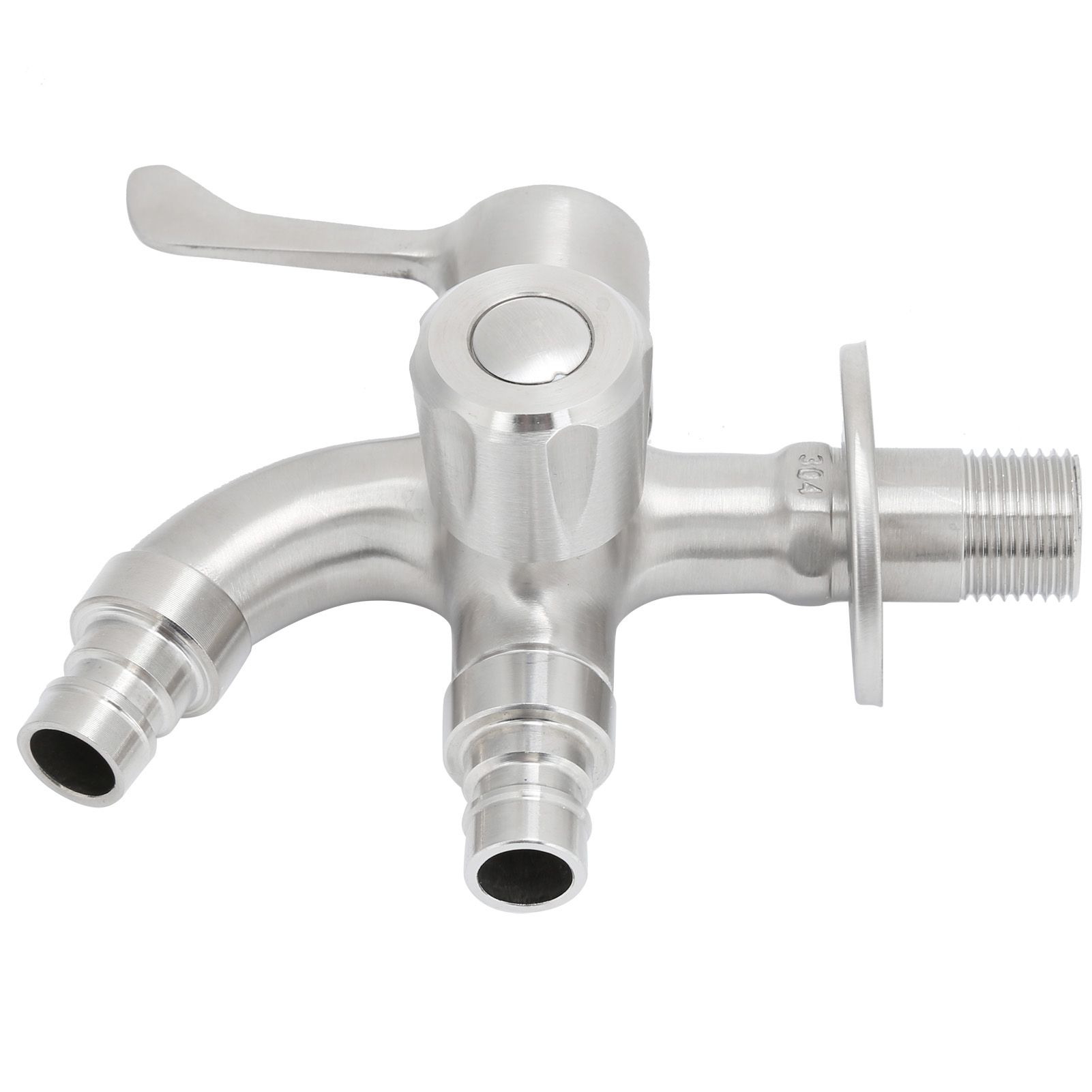 G1/2 Male Thread Water Faucet Dual Outlet Stainless Steel Water Tap for view 8