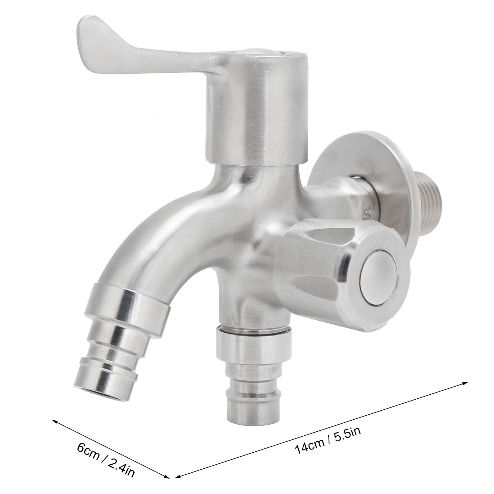 G1/2 Male Thread Water Faucet Dual Outlet Stainless Steel Water Tap for view 14