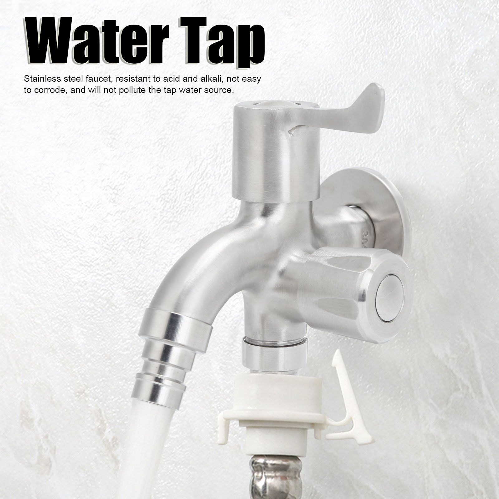 G1/2 Male Thread Water Faucet Dual Outlet Stainless Steel Water Tap for view 15