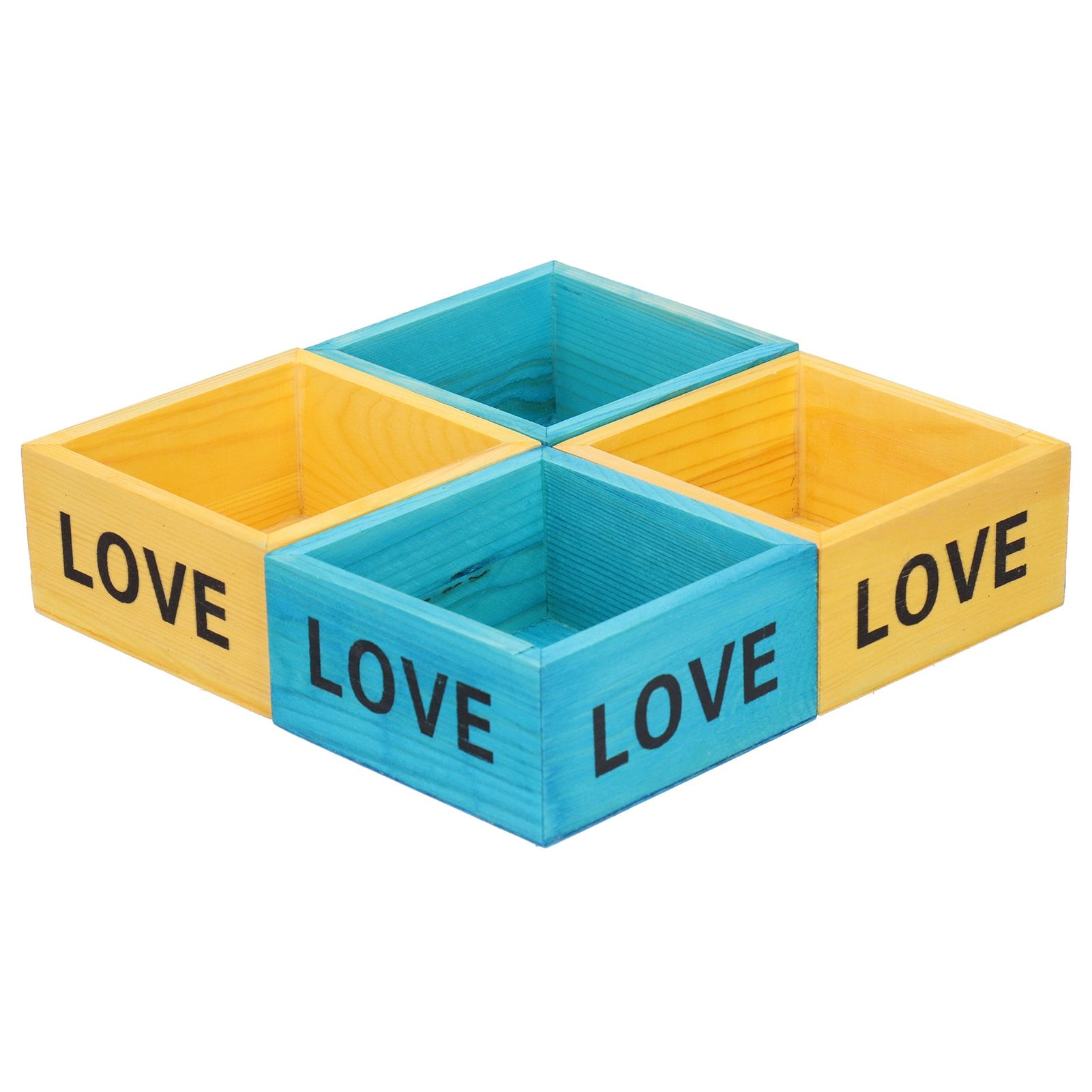 4Pcs Plant Pot Vintage Wooden Succulent Planter Box Flowerpot for Indoor view 2