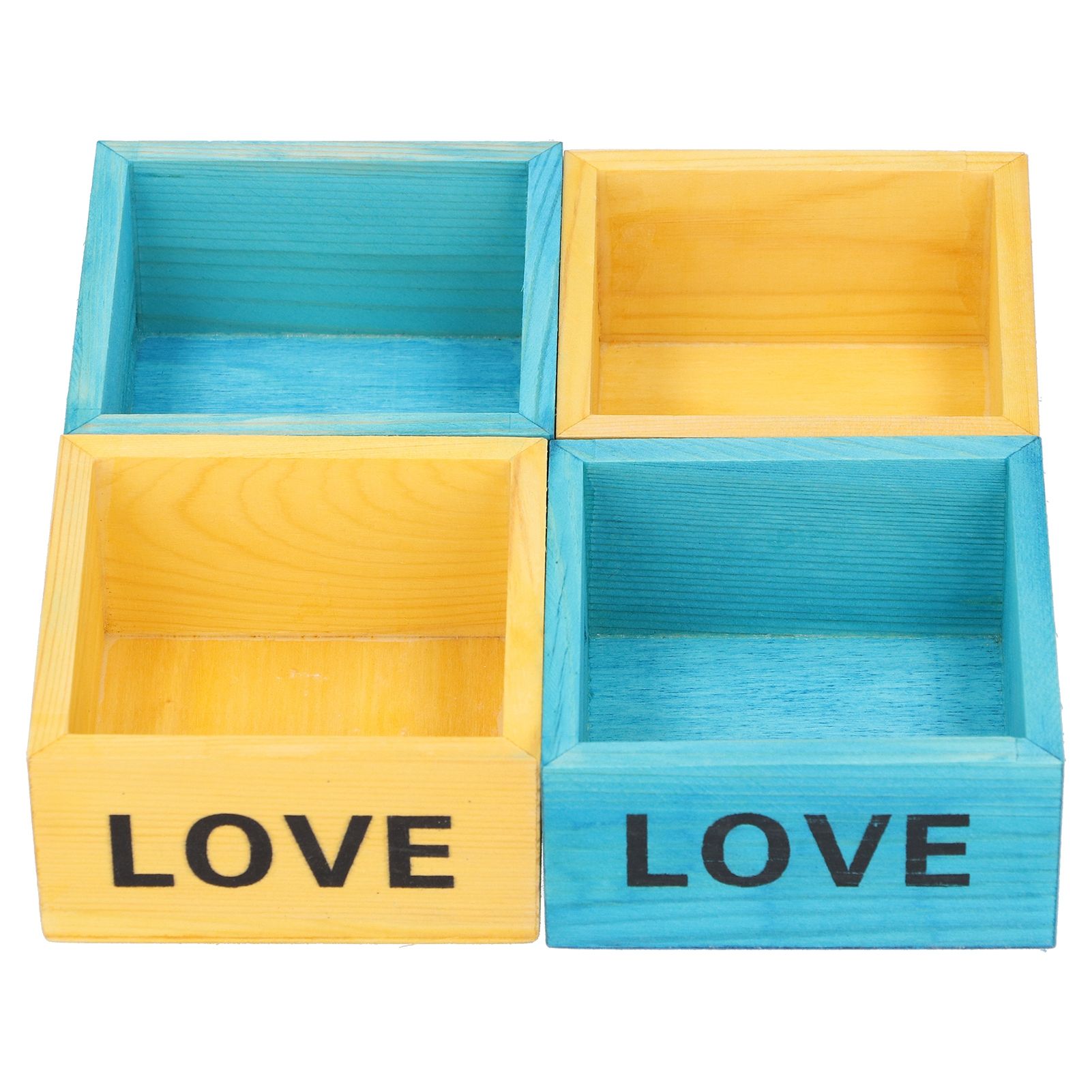 4Pcs Plant Pot Vintage Wooden Succulent Planter Box Flowerpot for Indoor view 3
