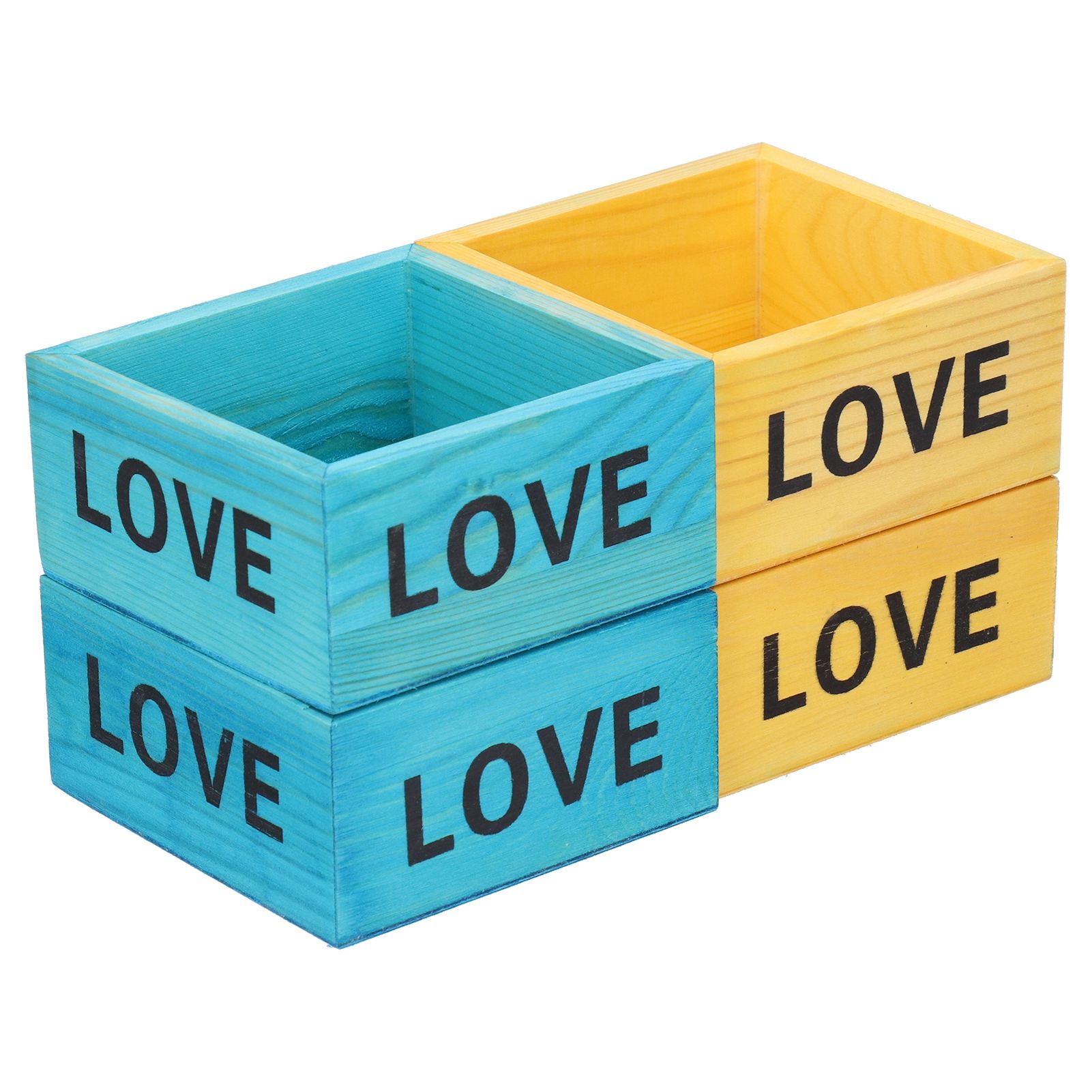 4Pcs Plant Pot Vintage Wooden Succulent Planter Box Flowerpot for Indoor view 4