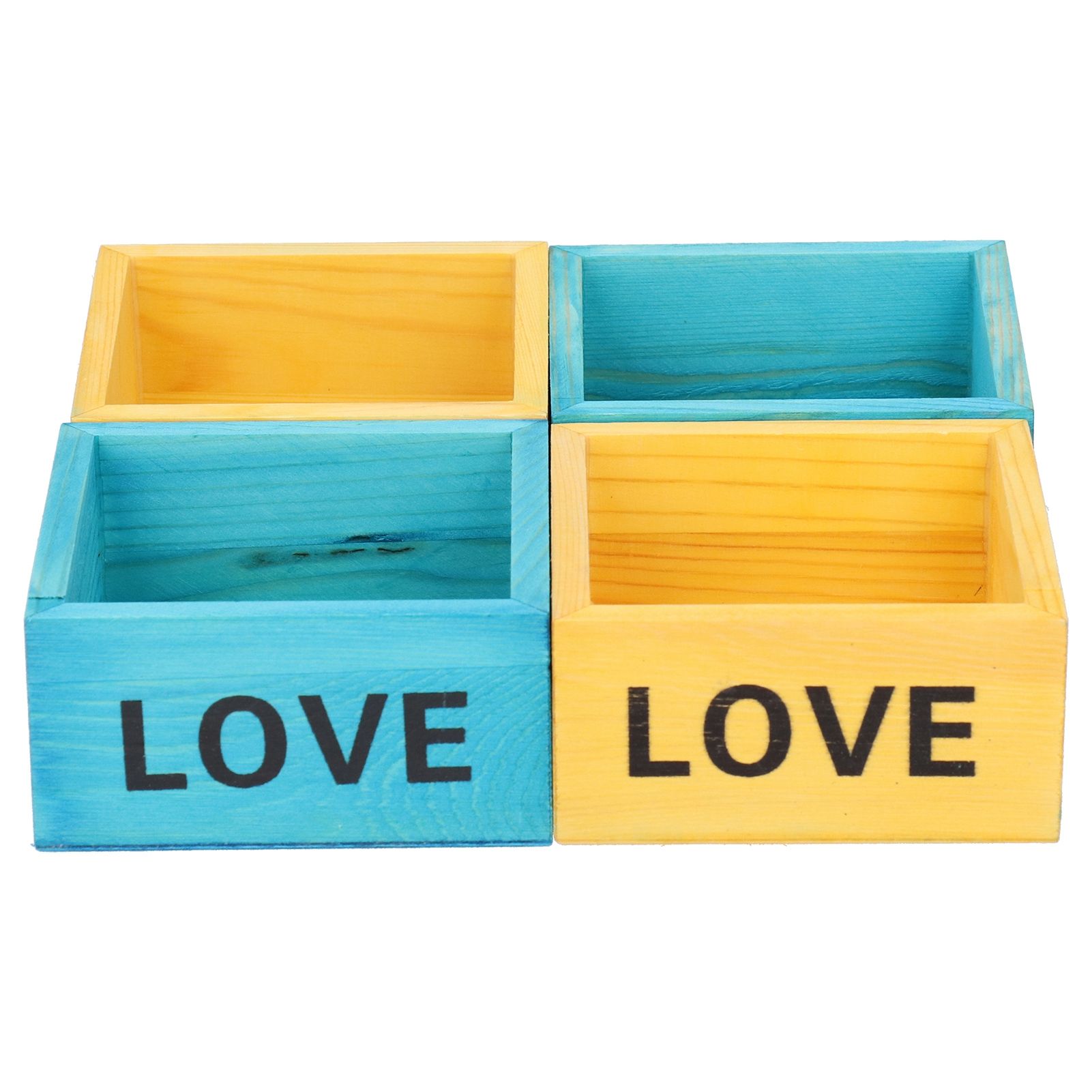 4Pcs Plant Pot Vintage Wooden Succulent Planter Box Flowerpot for Indoor view 5