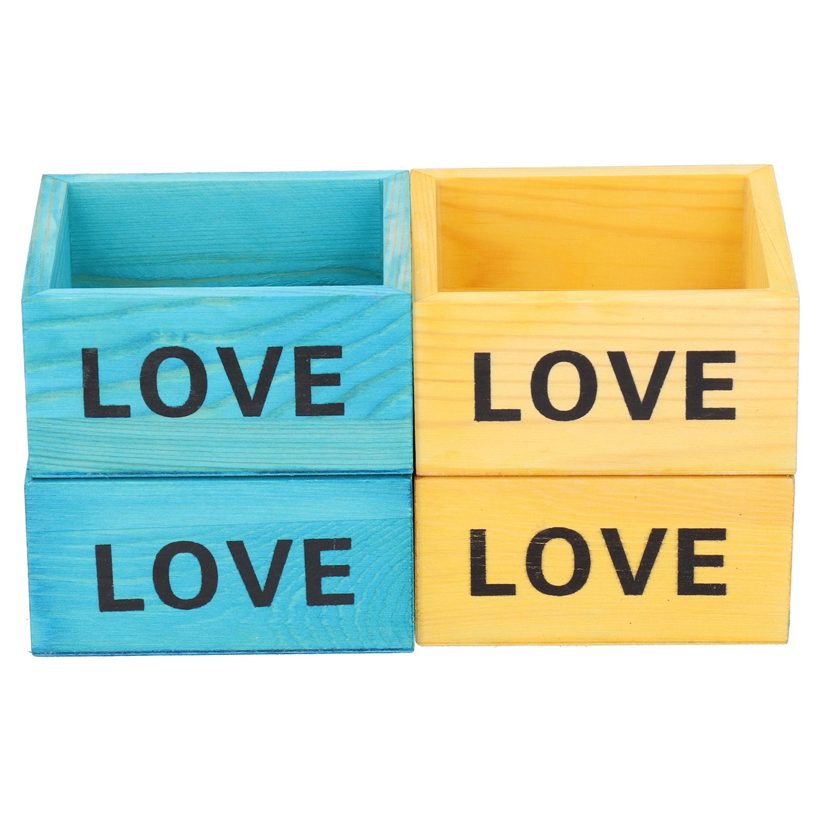 4Pcs Plant Pot Vintage Wooden Succulent Planter Box Flowerpot for Indoor view 6