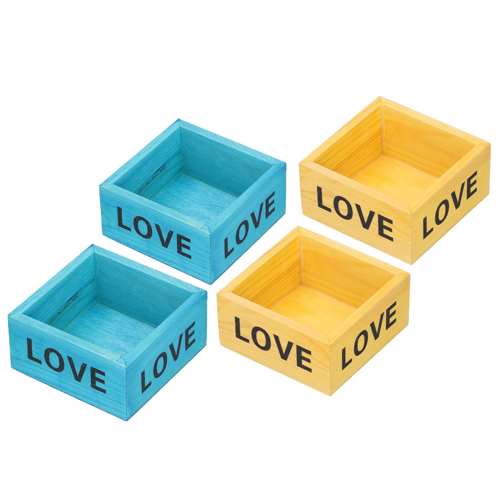 4Pcs Plant Pot Vintage Wooden Succulent Planter Box Flowerpot for Indoor view 7