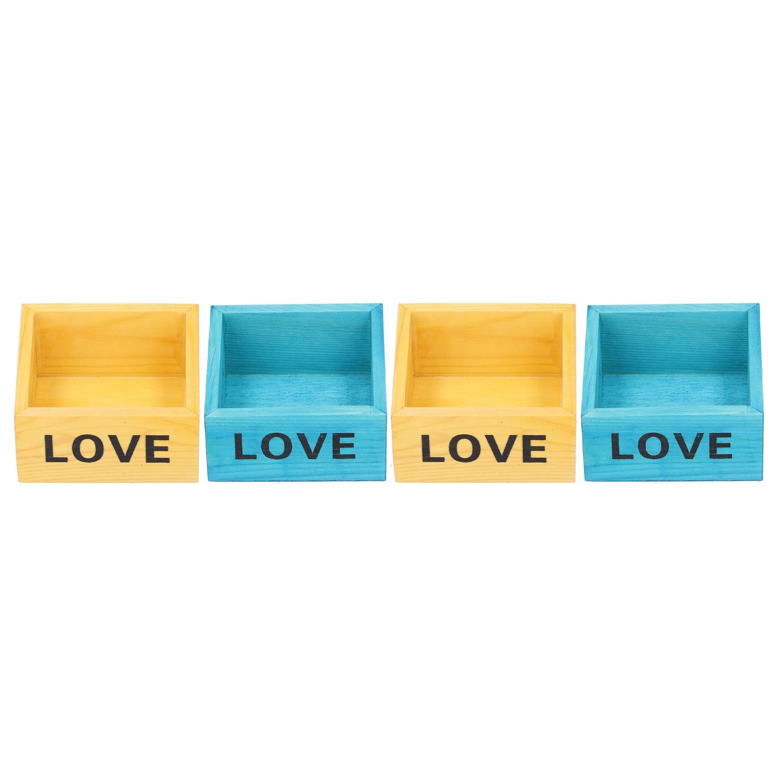 4Pcs Plant Pot Vintage Wooden Succulent Planter Box Flowerpot for Indoor view 8