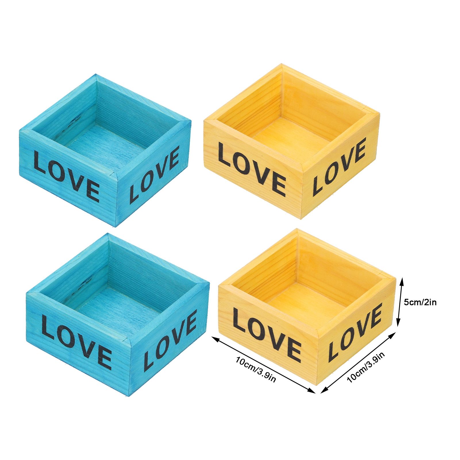 4Pcs Plant Pot Vintage Wooden Succulent Planter Box Flowerpot for Indoor view 14