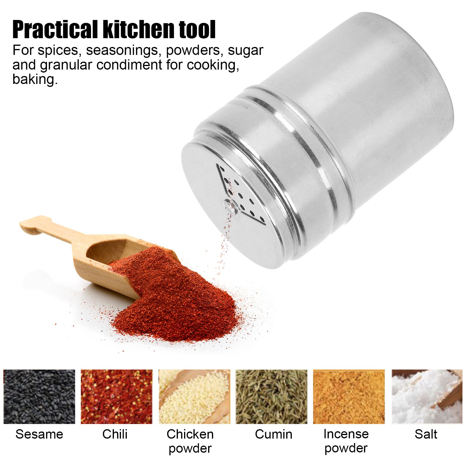 5PCS Seasoning Bottle Stainless Steel Spice Shaker with Rotating Cover Kitchen view 15