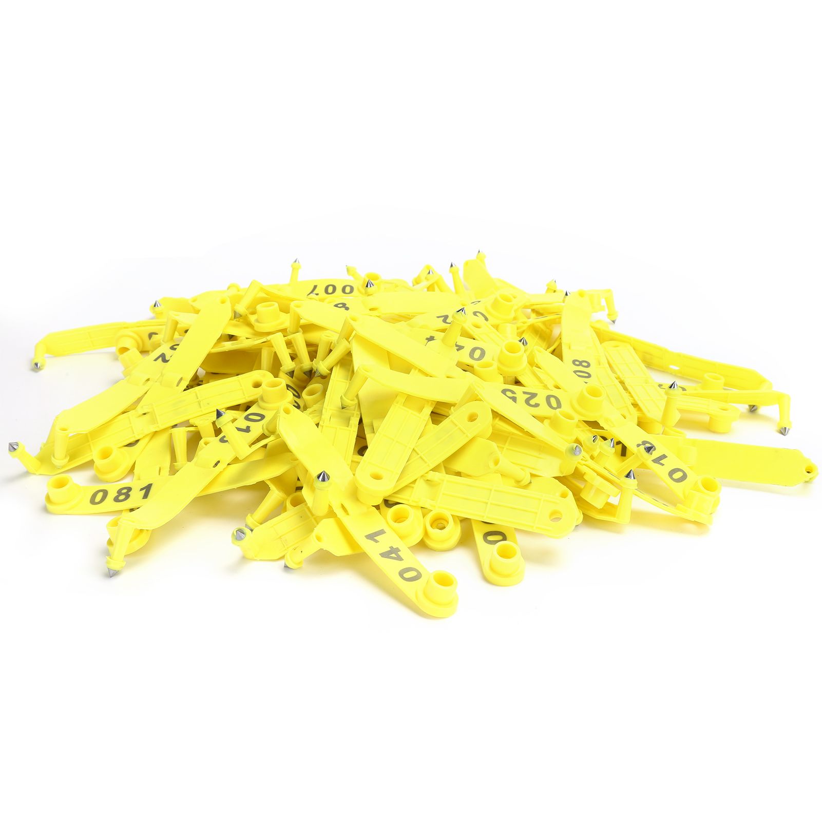 100Pcs Sheep Ear Tag Double Folded Yellow Integrated Number Animal — image 1