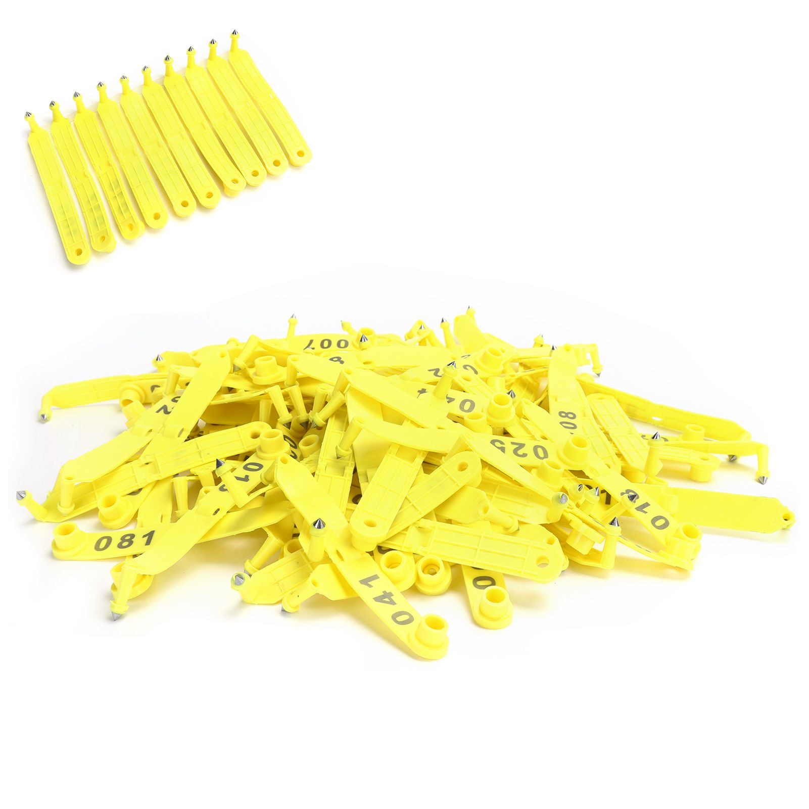100Pcs Sheep Ear Tag Double Folded Yellow Integrated Number Animal view 7