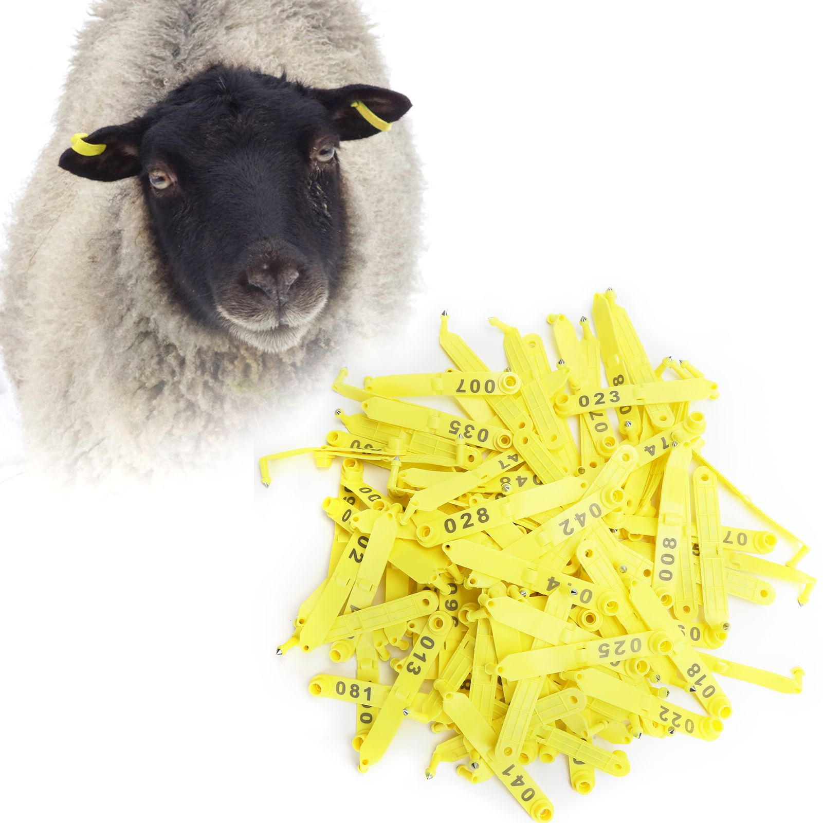 100Pcs Sheep Ear Tag Double Folded Yellow Integrated Number Animal view 10