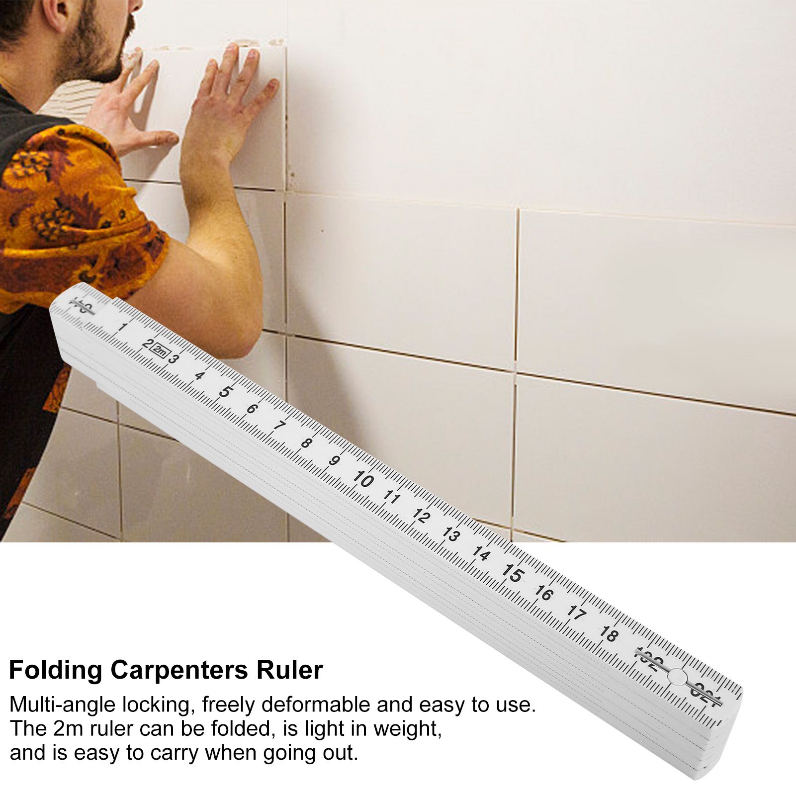 2Pcs 2m Folding Carpenters Ruler Lightweight Compact Measuring Stick view 14