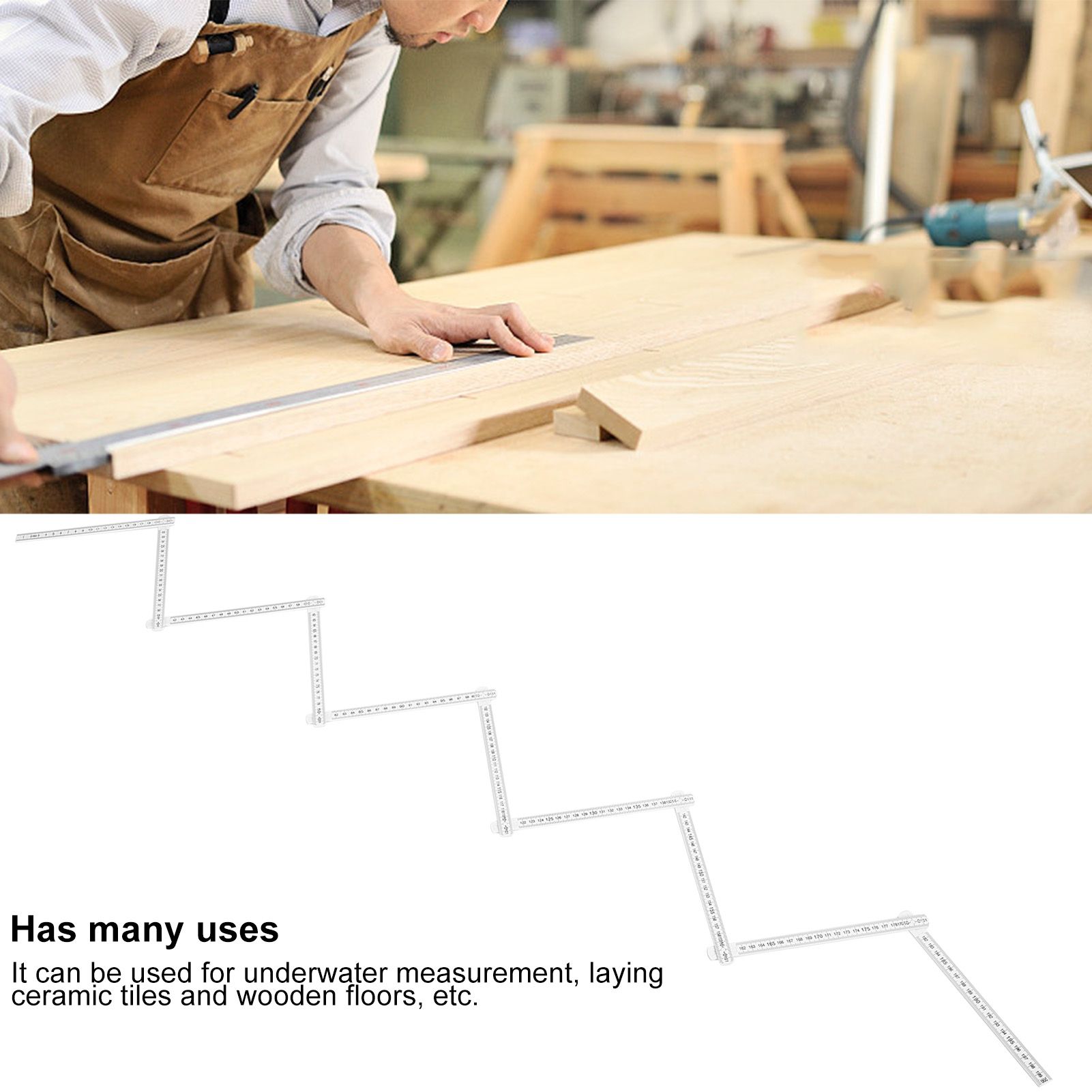 2Pcs 2m Folding Carpenters Ruler Lightweight Compact Measuring Stick view 15