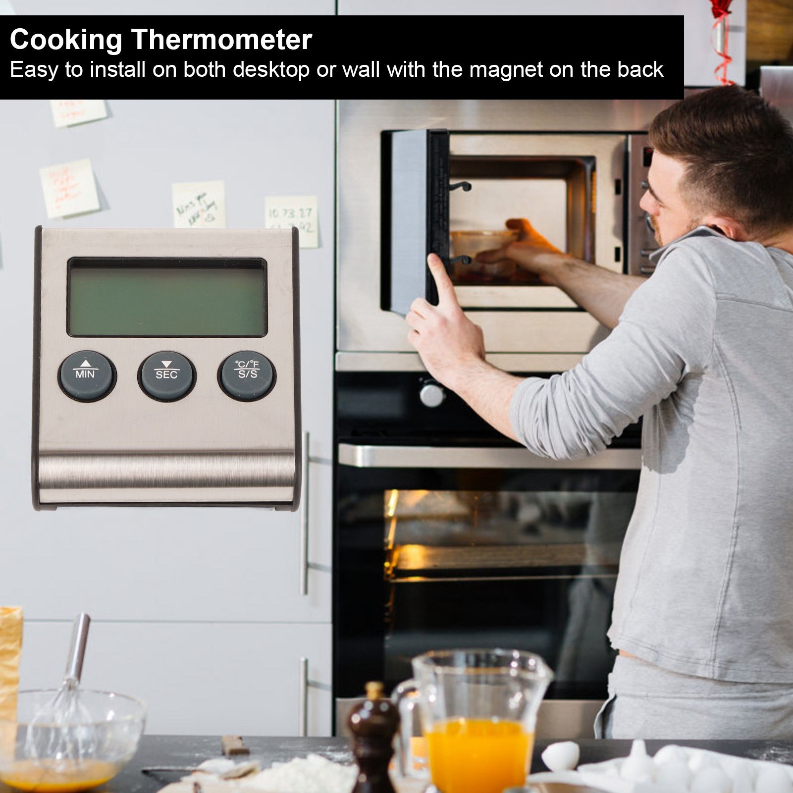 Digital Cooking Thermometer Timer LCD Display ℃/℉ W/Probe for Barbecue Meat view 15