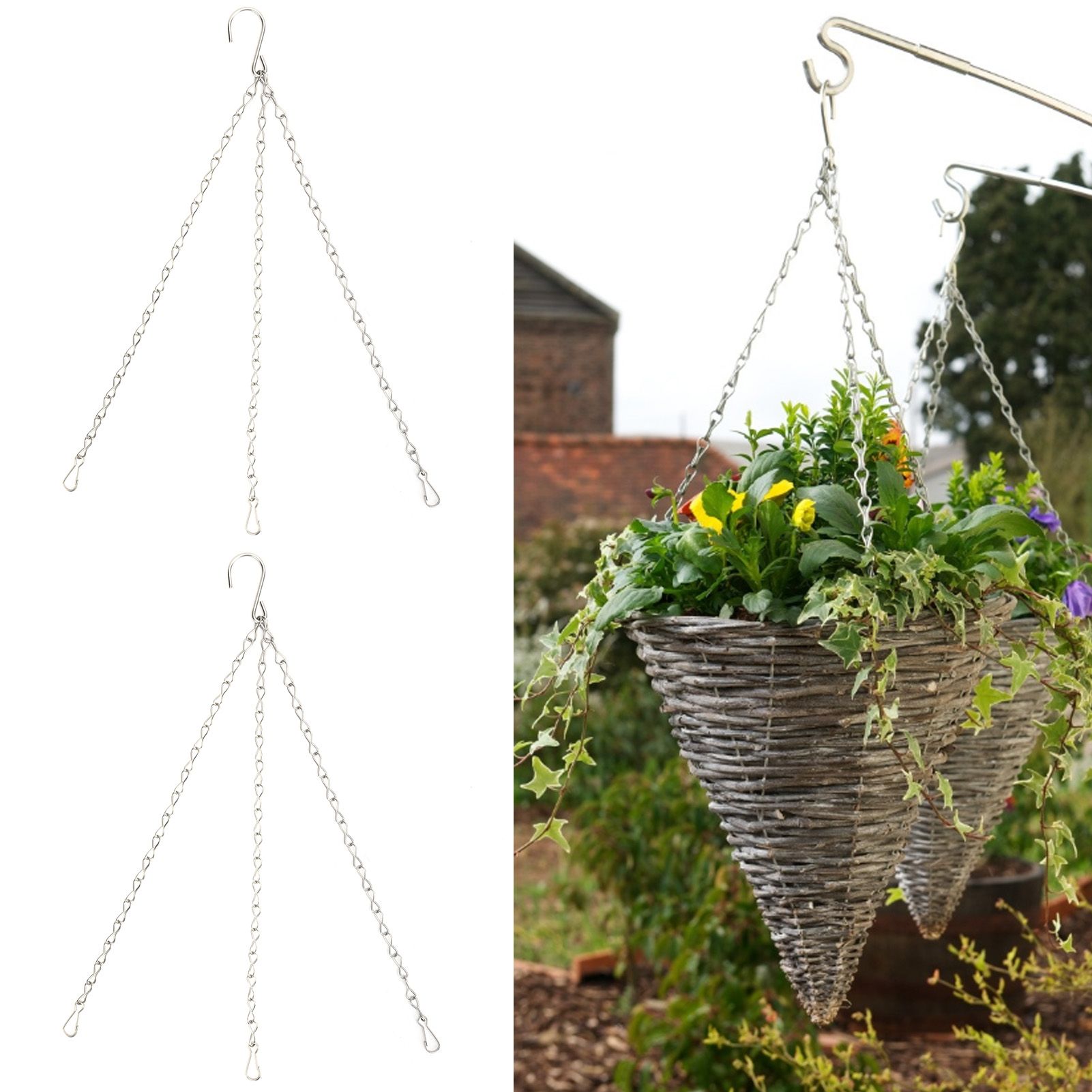 4Pcs Hanging Chain with Hooks 304 Stainless Steel Garden Flower Pot Plant view 9