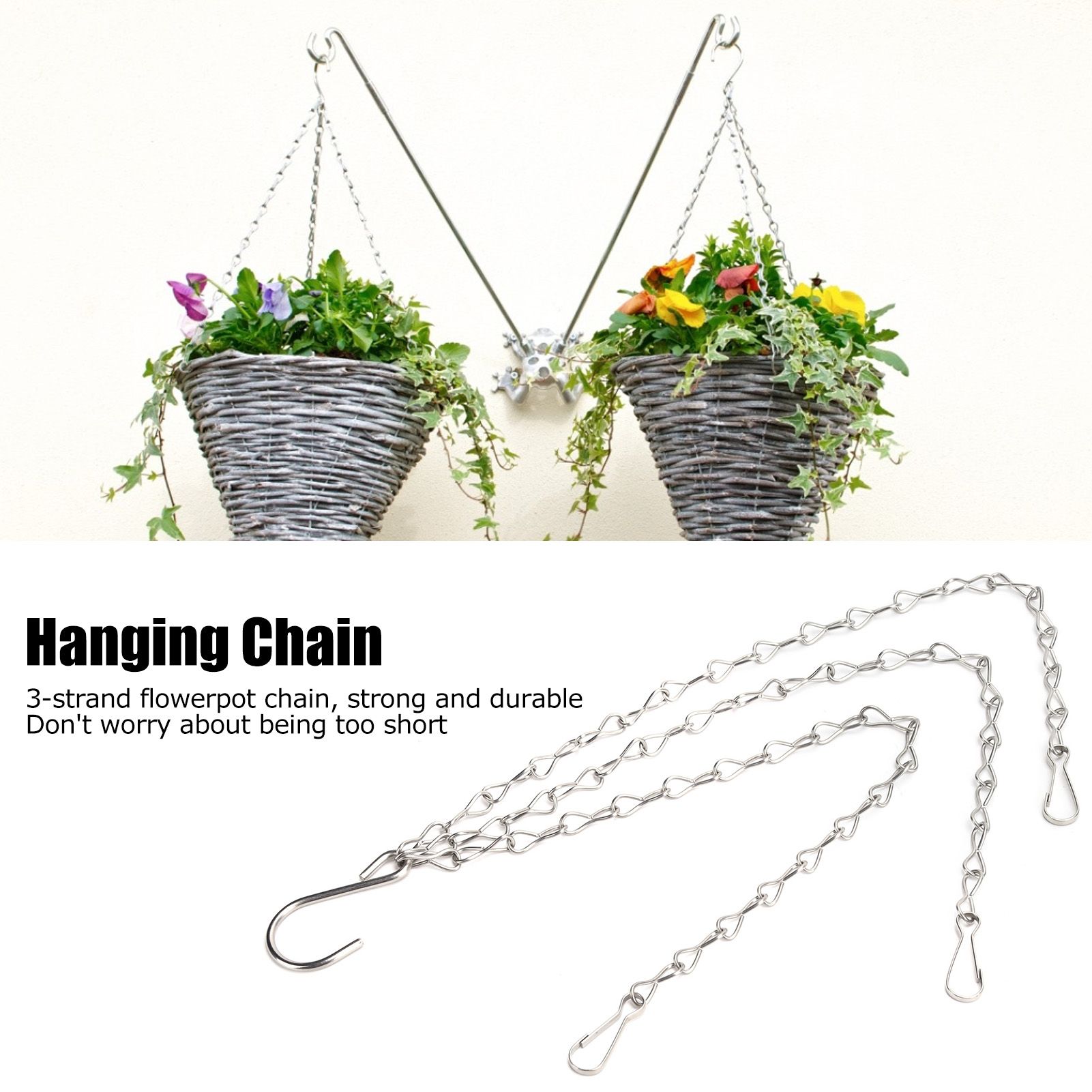 4Pcs Hanging Chain with Hooks 304 Stainless Steel Garden Flower Pot Plant view 14