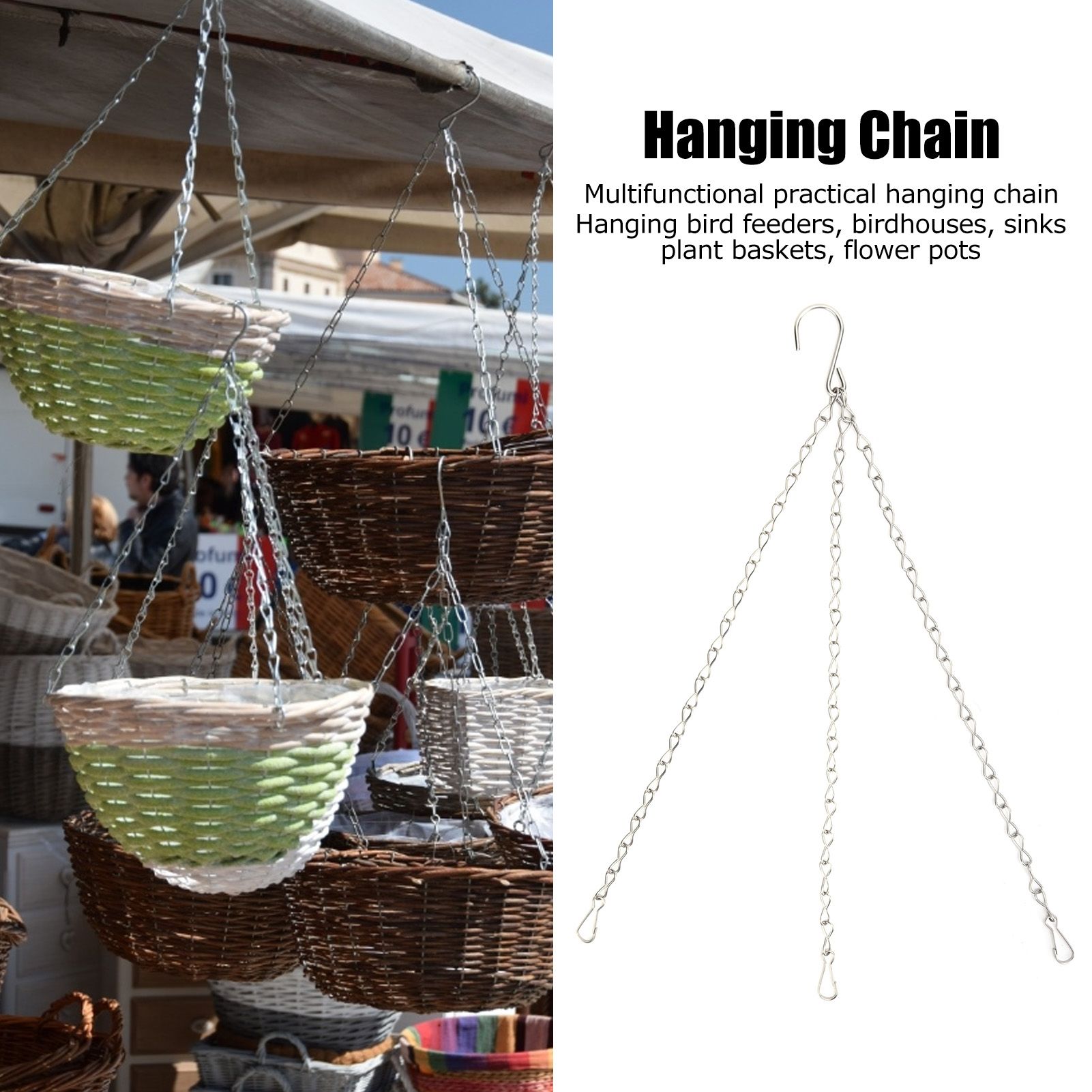4Pcs Hanging Chain with Hooks 304 Stainless Steel Garden Flower Pot Plant view 15