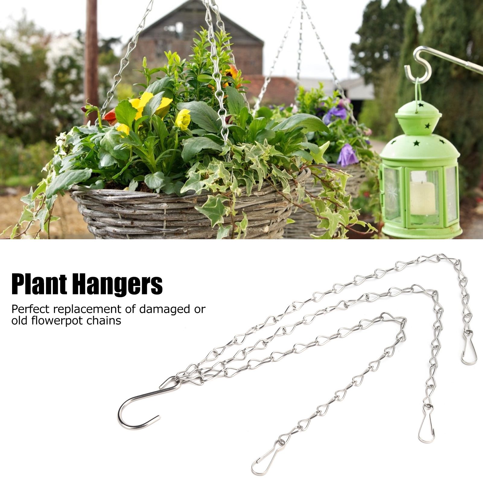10Pcs Hanging Chain with Hooks Single 8-Strand Iron Garden Flower Pot Plant view 14