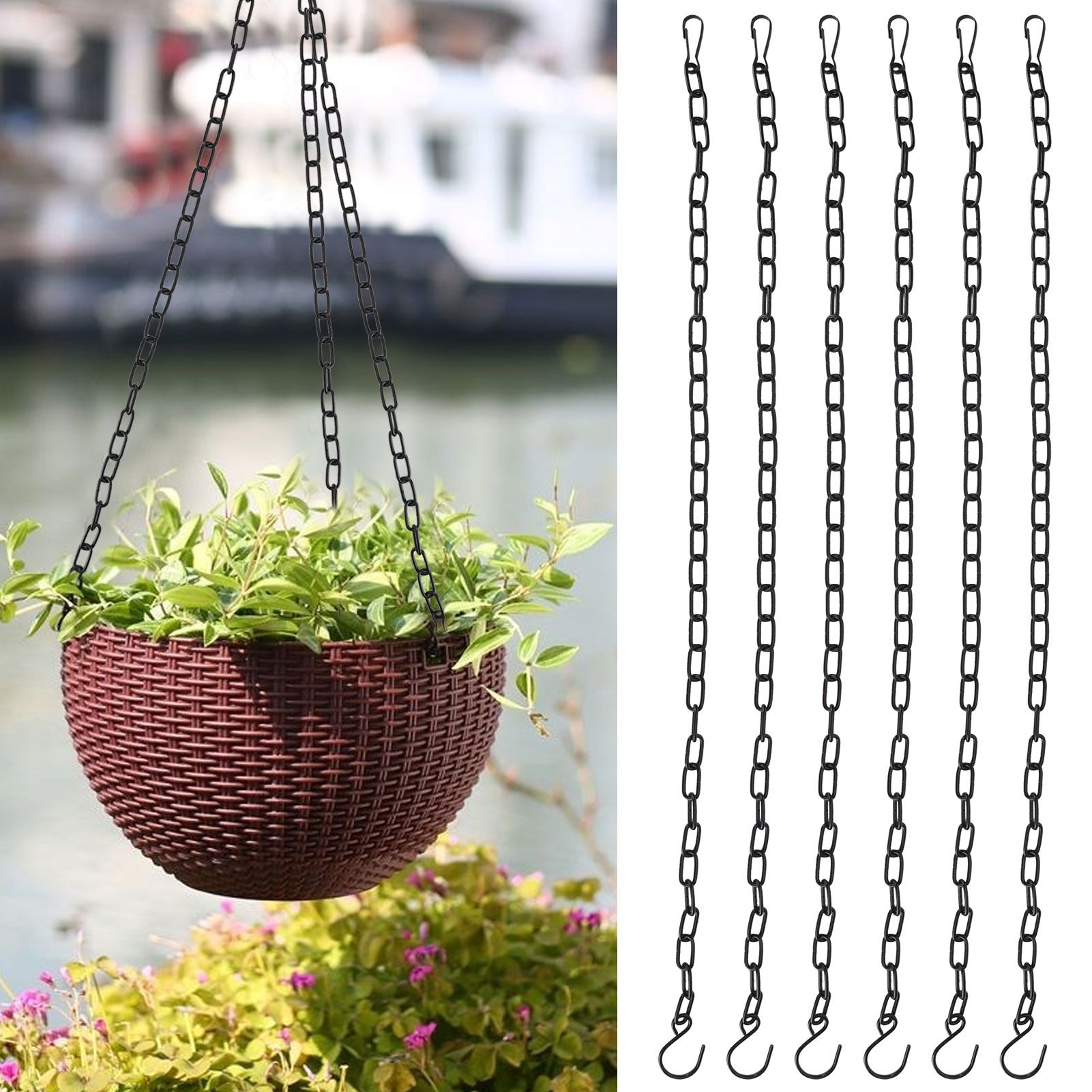 6Pcs Garden Planter Hanging Chain Flower Pot Basket Replacement Iron Sling view 9