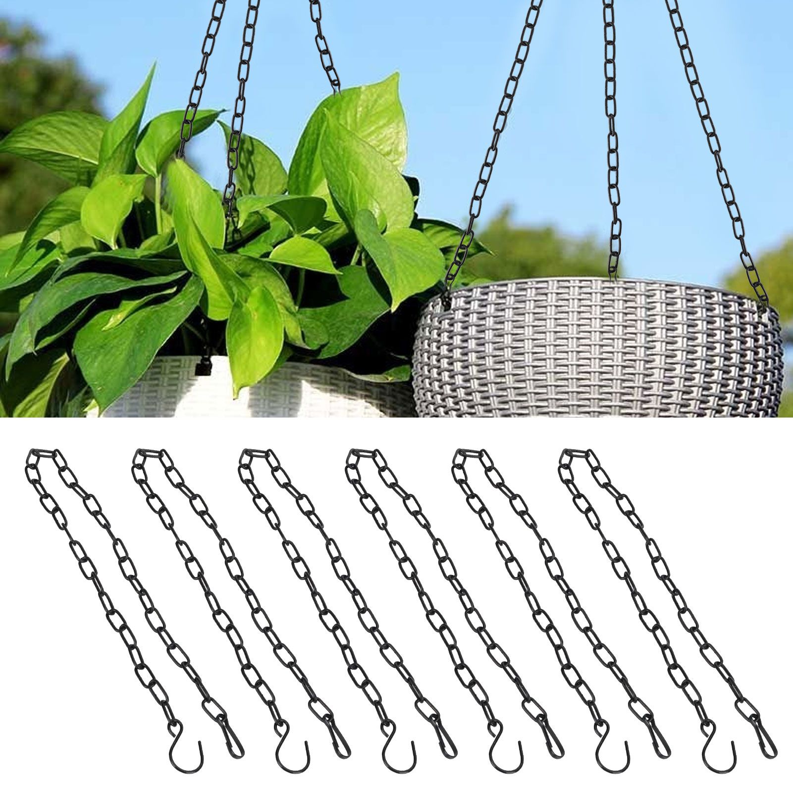 6Pcs Garden Planter Hanging Chain Flower Pot Basket Replacement Iron Sling view 10
