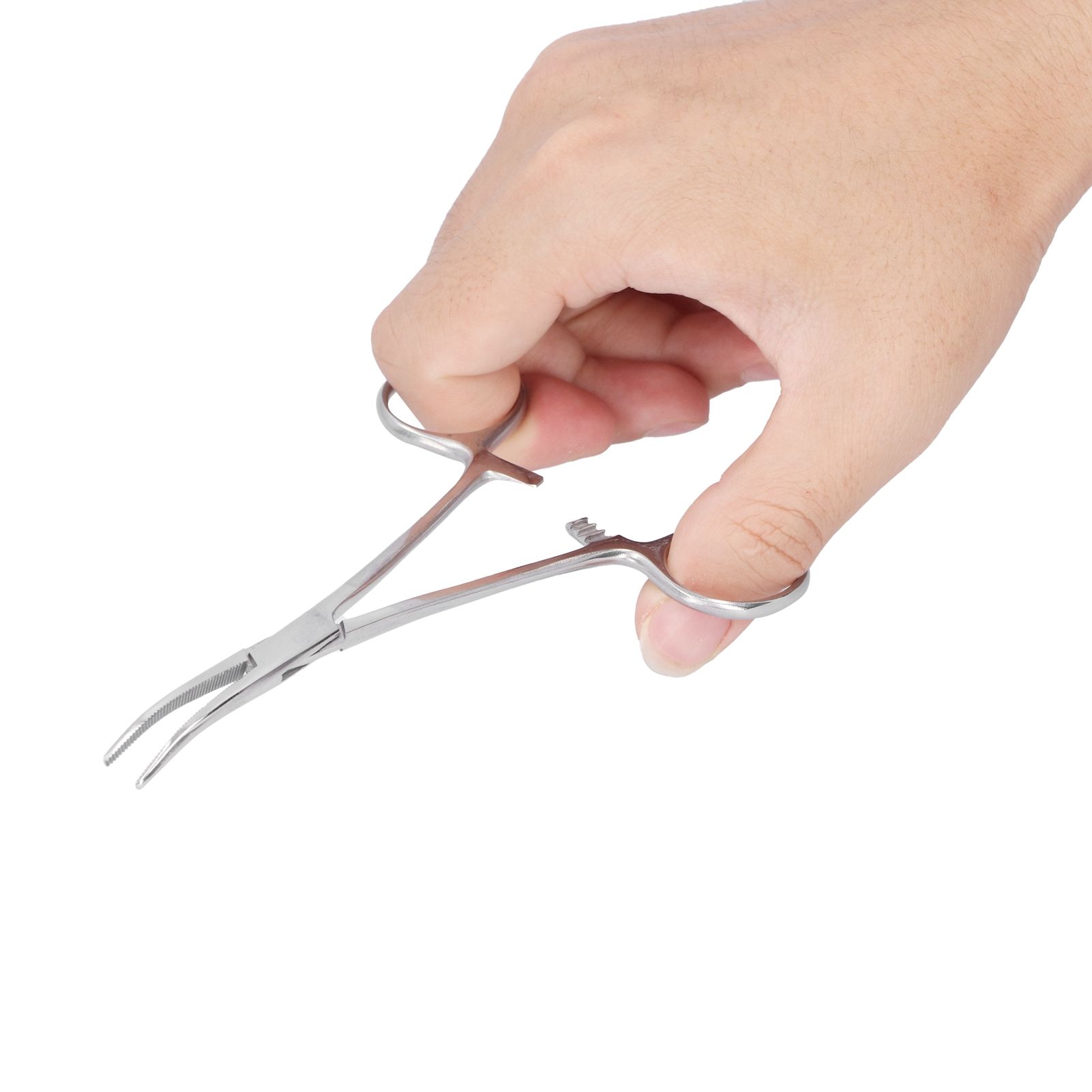 Hemostatic Forceps 14cm Stainless Steel Curved Tip Pliers Pet Hair Tweezers view 8