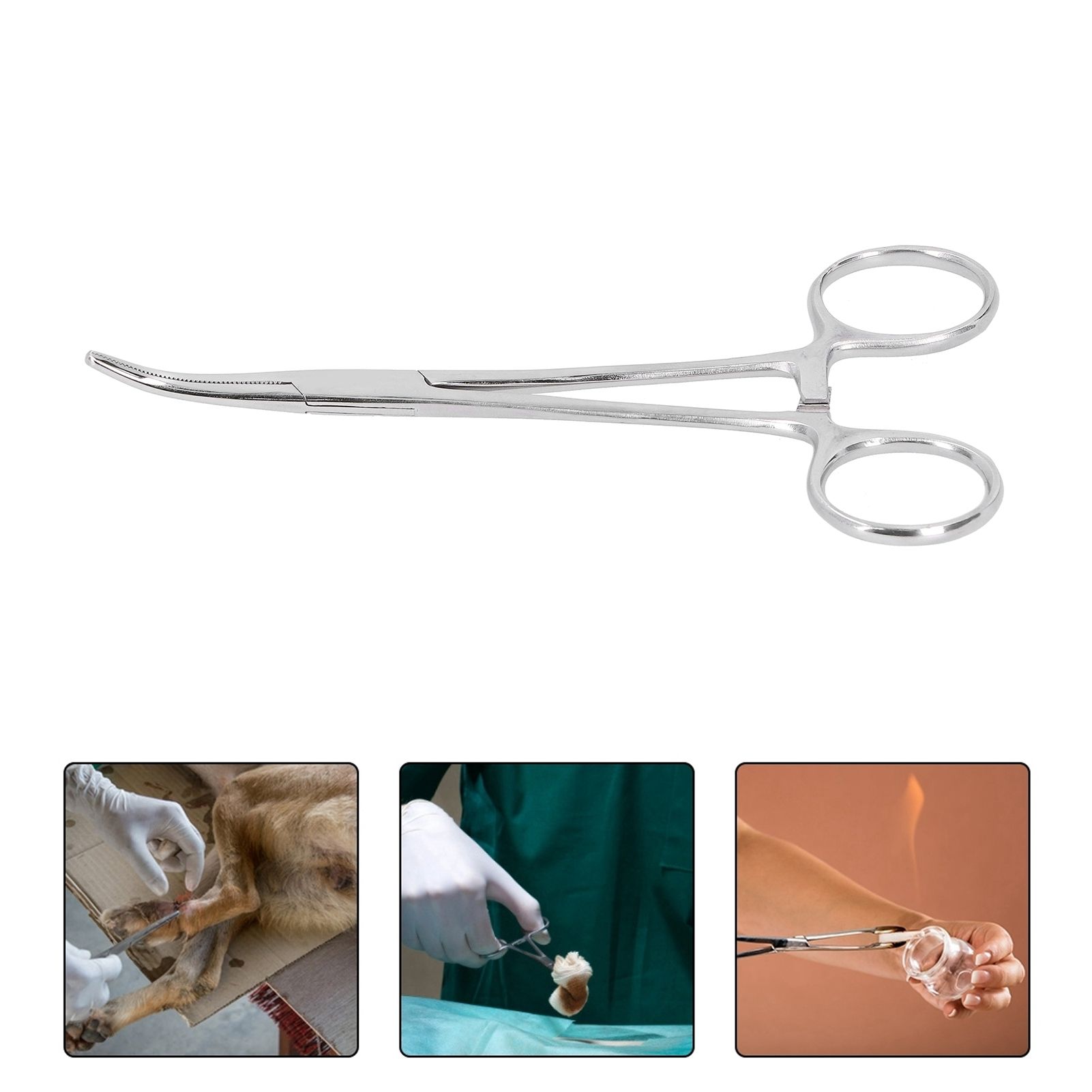 Hemostatic Forceps 14cm Stainless Steel Curved Tip Pliers Pet Hair Tweezers view 9