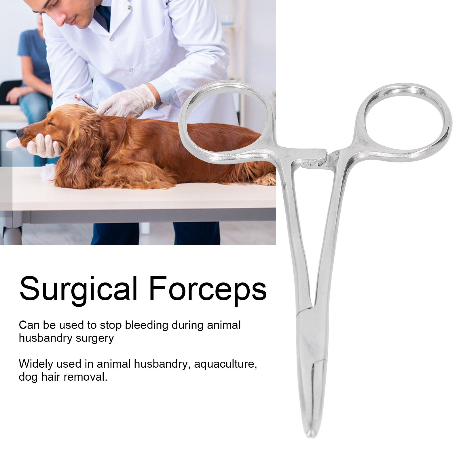 Hemostatic Forceps 14cm Stainless Steel Curved Tip Pliers Pet Hair Tweezers view 15