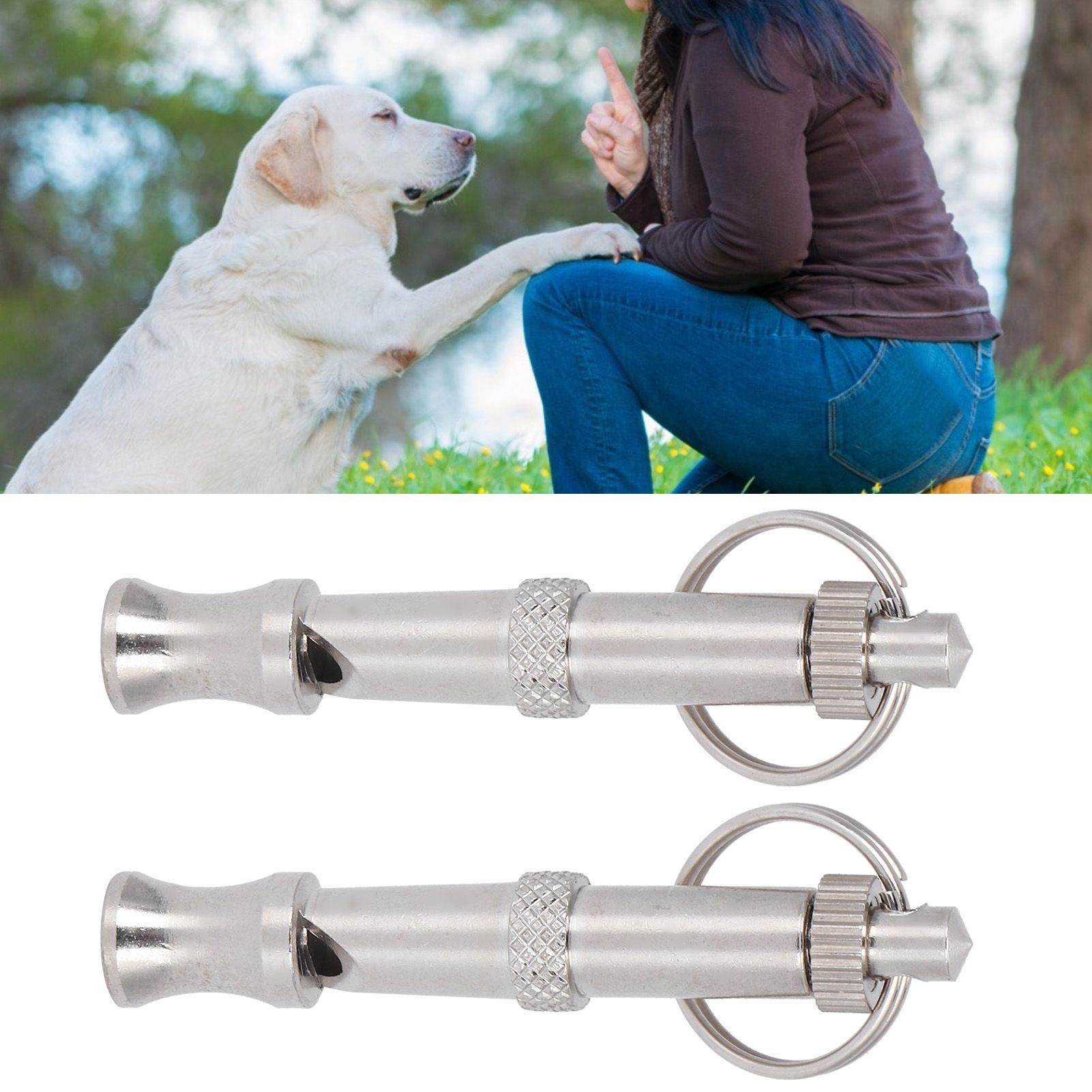 2pcs Stainless Steel Ultrasonic Whistle Portable Trainer Training Tool for Dog view 9