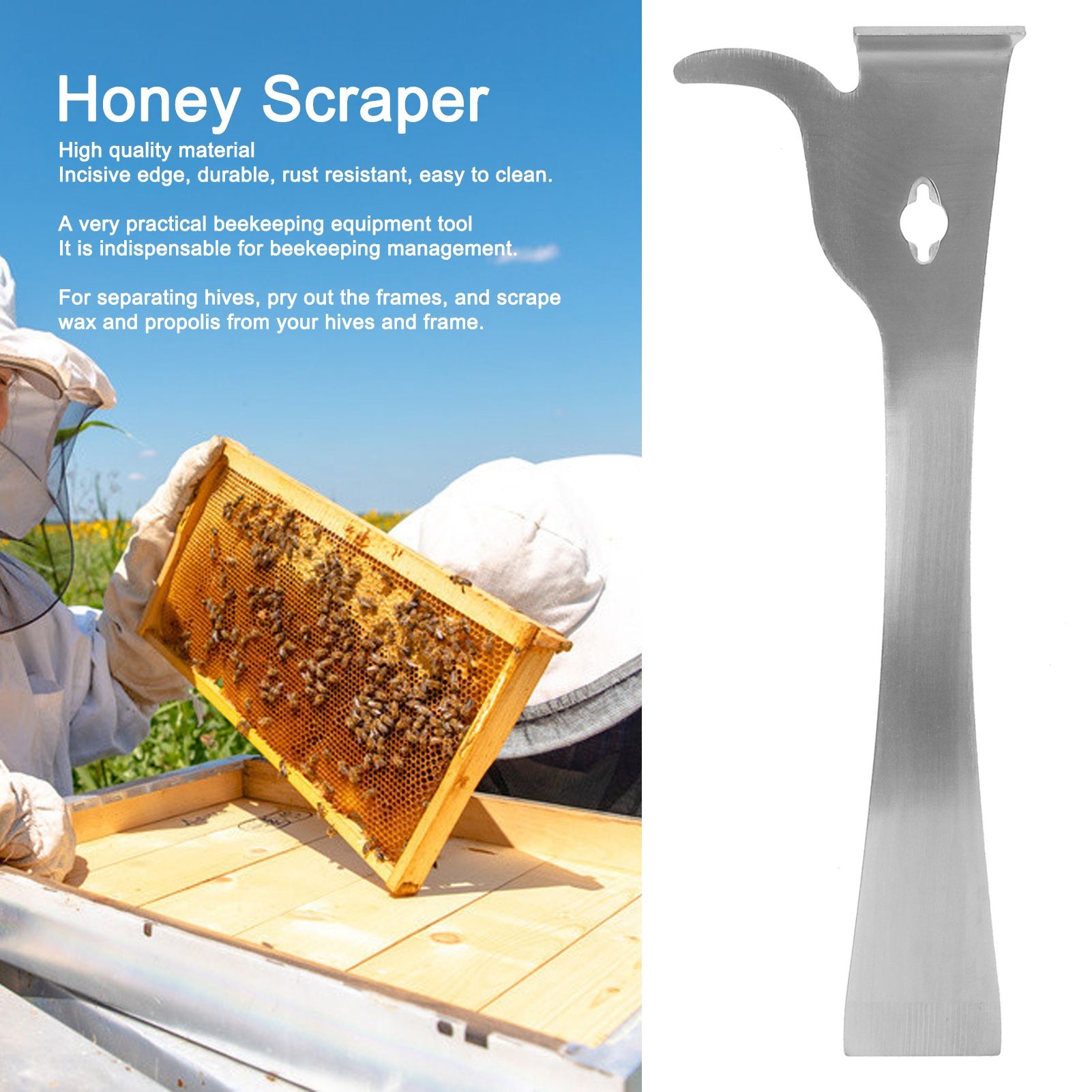 Stainless Steel Beehive Frame Cleaner Honey Scraper Knife Beekeeping view 15