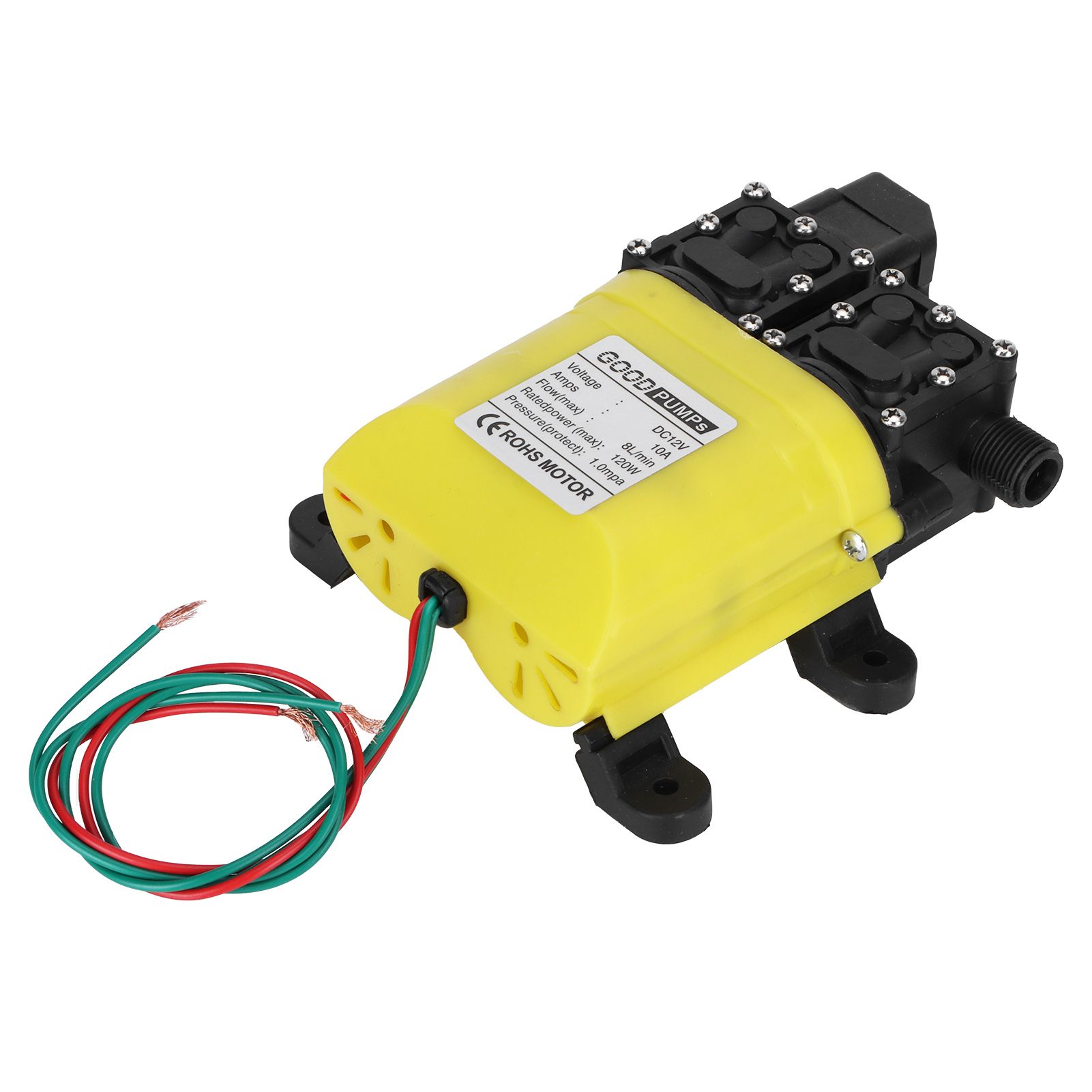 12V 120W 8L Diaphragm High Pressure Pump with Copper Connector Automatic Water view 2