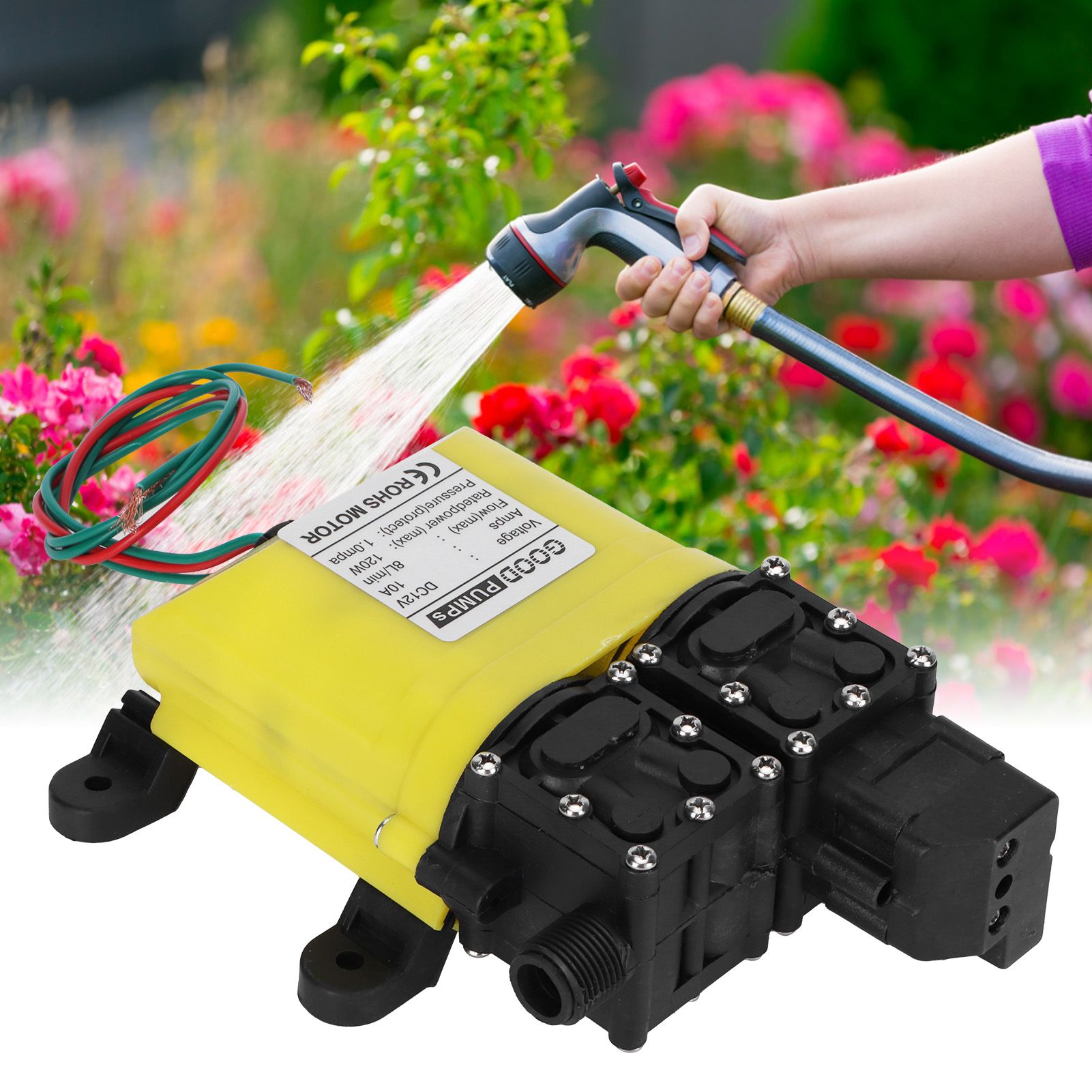 12V 120W 8L Diaphragm High Pressure Pump with Copper Connector Automatic Water view 10