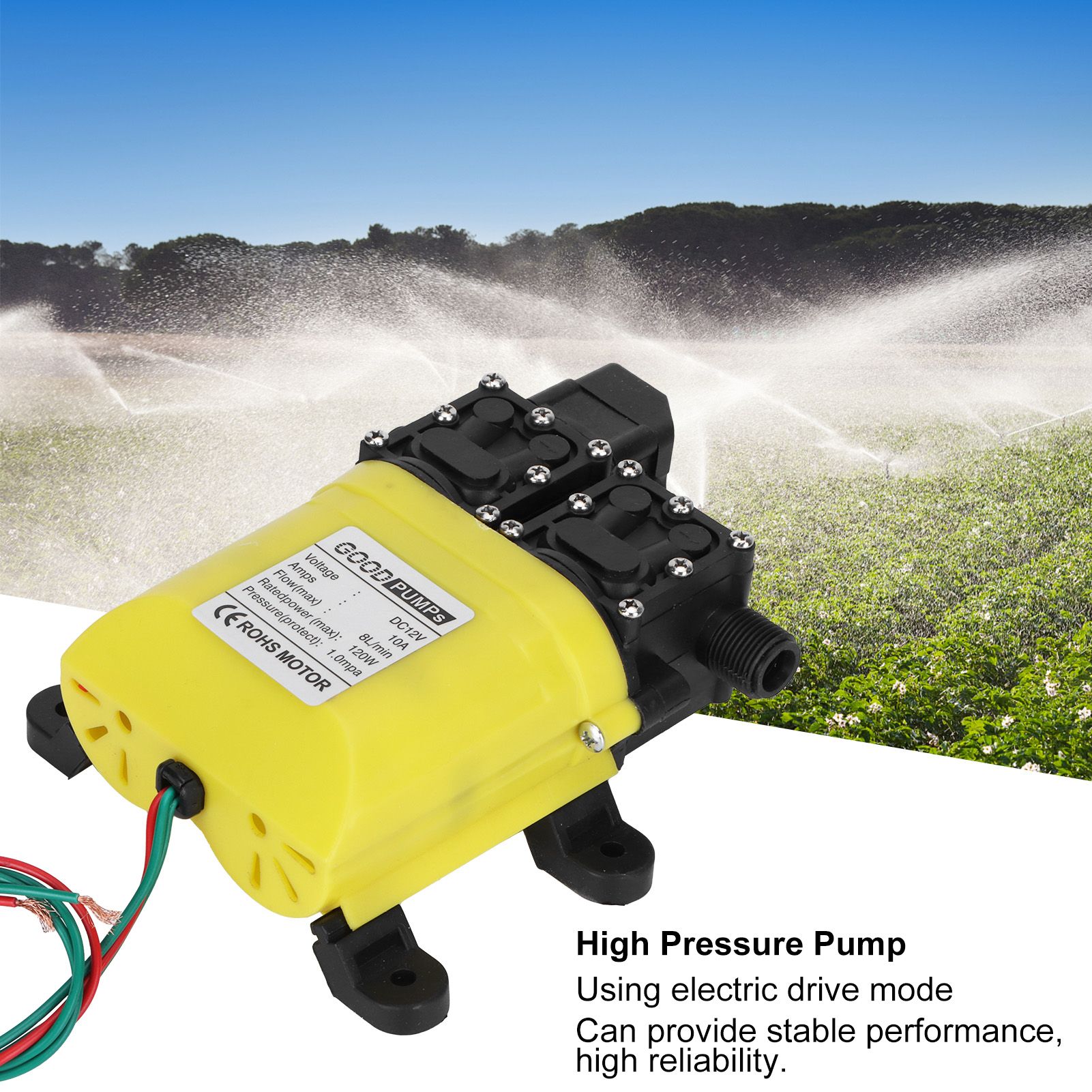 12V 120W 8L Diaphragm High Pressure Pump with Copper Connector Automatic Water view 15