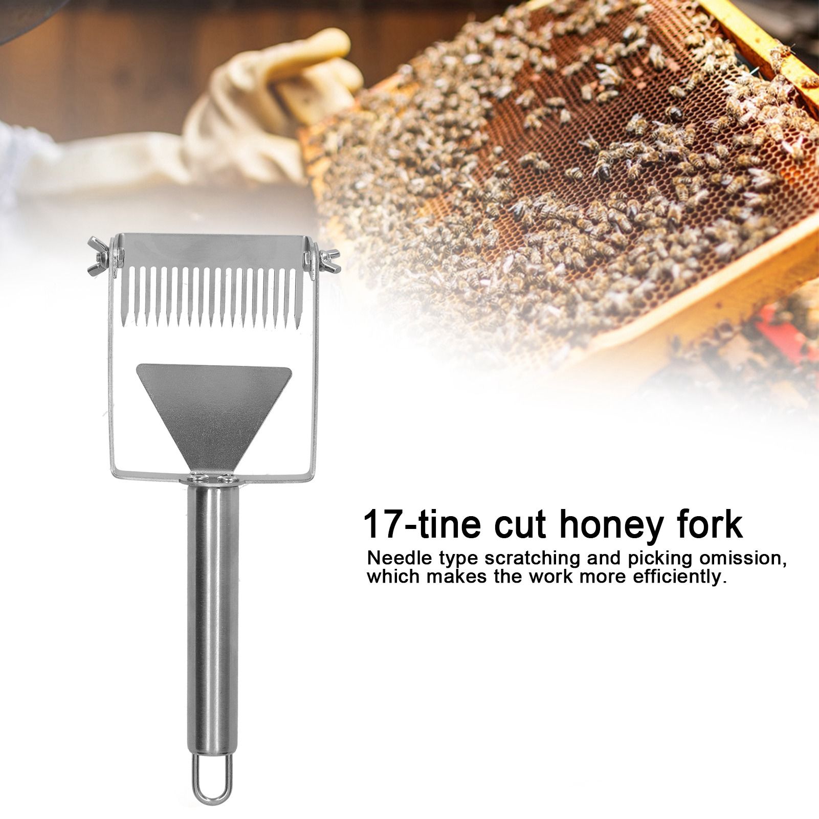 17 Tines Adjustable Honey Uncapping Fork Scraper Beehive Shovel Hand Tool view 15