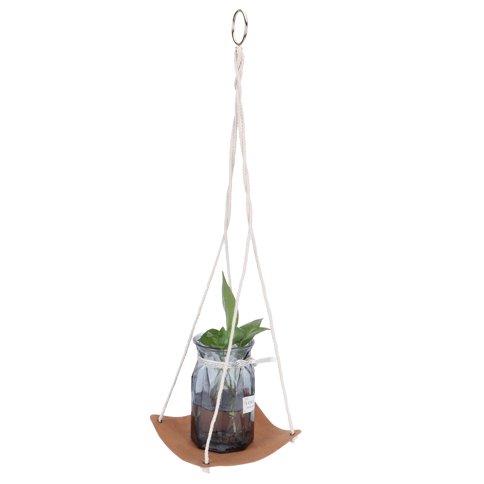 Plant Hanger PU Leather Square Base Cotton Rope Flower Pot Succulent Hanging view 8