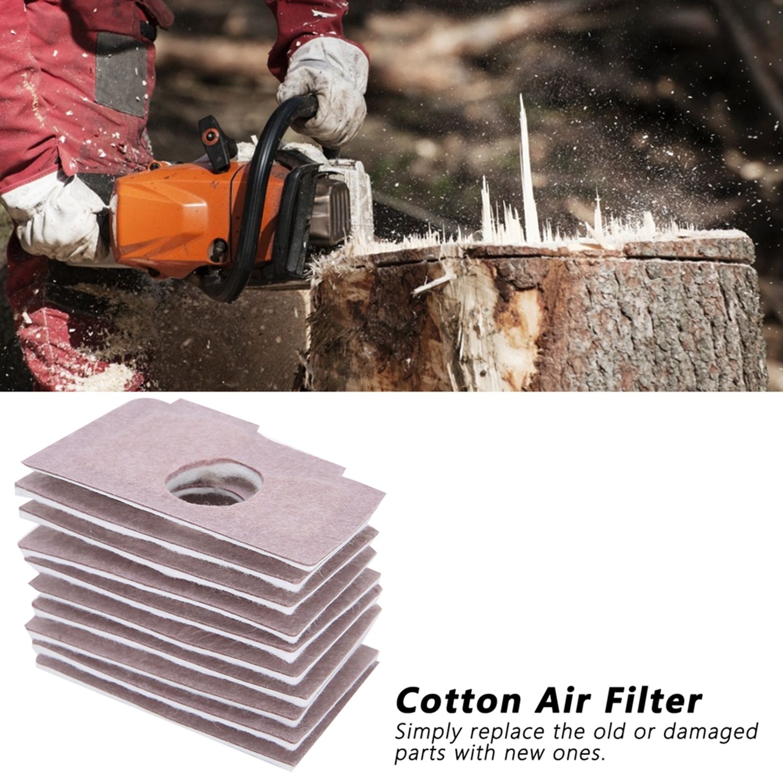 10Pcs Air Filter Cotton Air Filter Replacement Chainsaw Accessories Fit for view 12