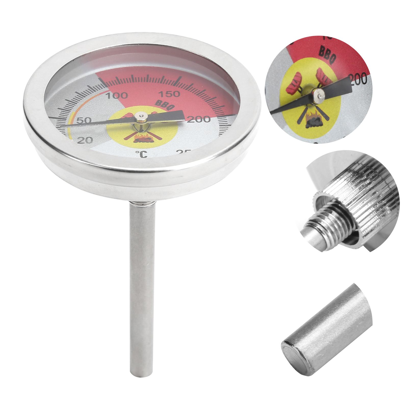 0‑250℃ Grill Thermometer Stainless Steel Oven Pointer Thermometer Temperature view 8