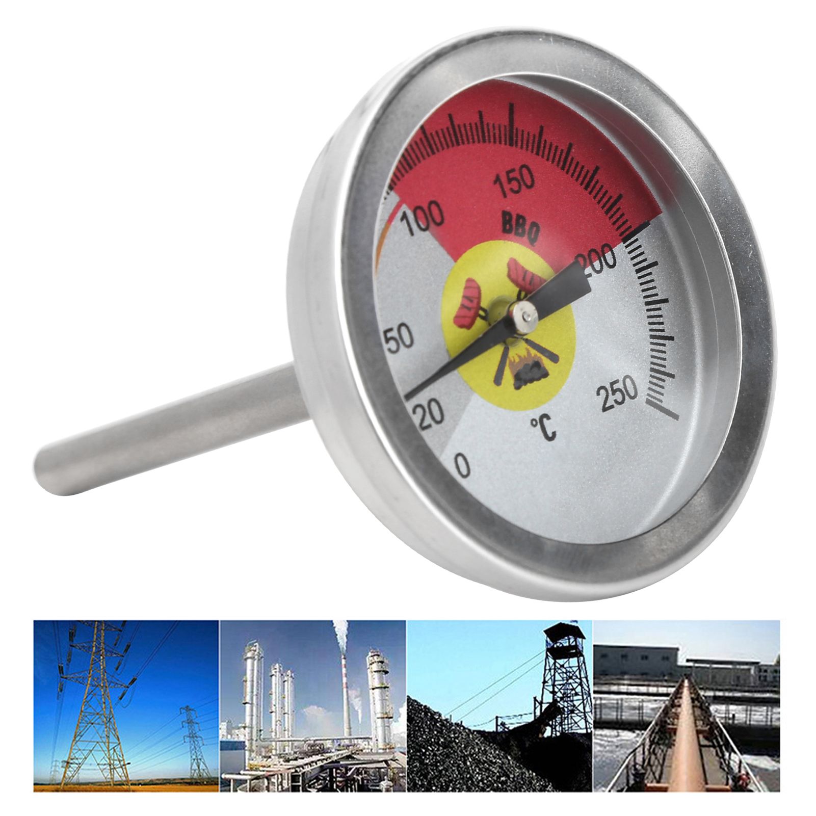 0‑250℃ Grill Thermometer Stainless Steel Oven Pointer Thermometer Temperature view 9
