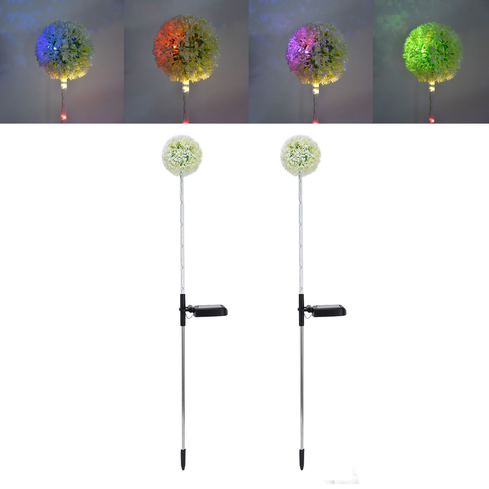 2set Solar Dandelions Garden Lights 6LED Colorful Outdoor Lawn Lamp for Patio view 9