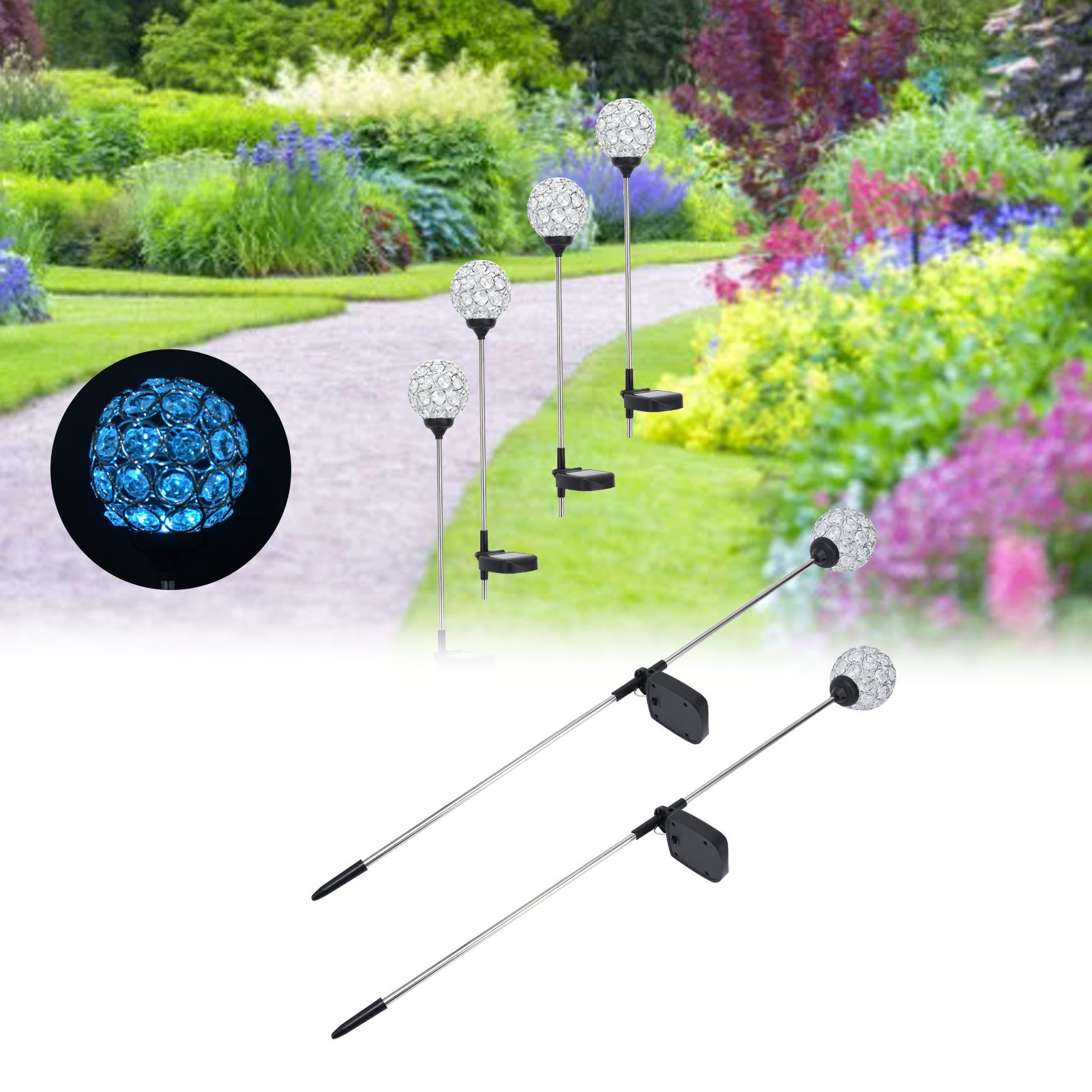 Solar Garden Lights Outdoor LED Globe Lamp Color Changing IP65 Waterproof for view 11