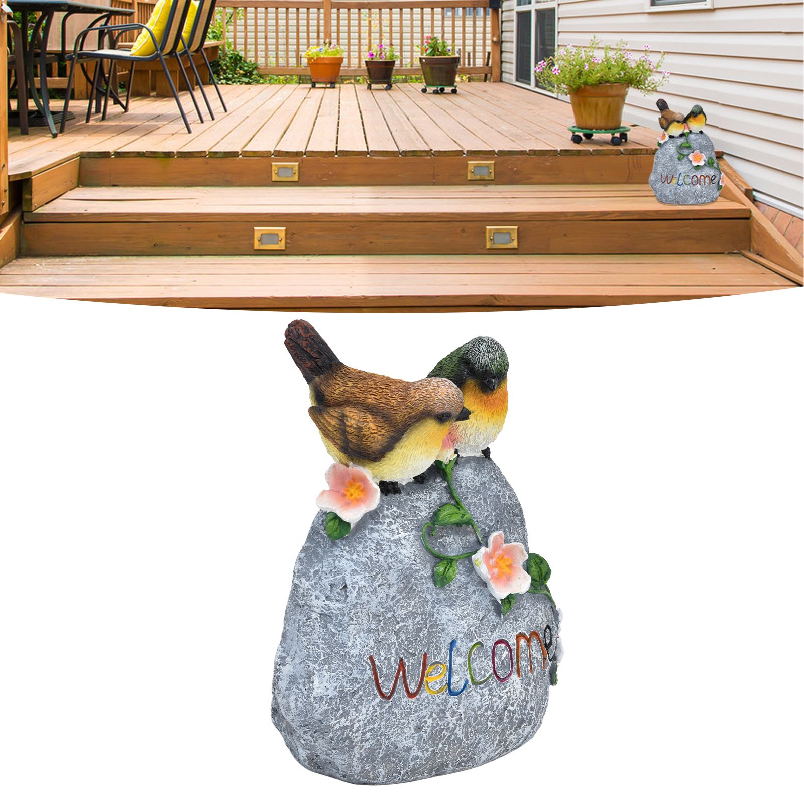 Double Sparrow Welcome Sculpture Cute Simulation Resin Ornament for Outdoor view 11