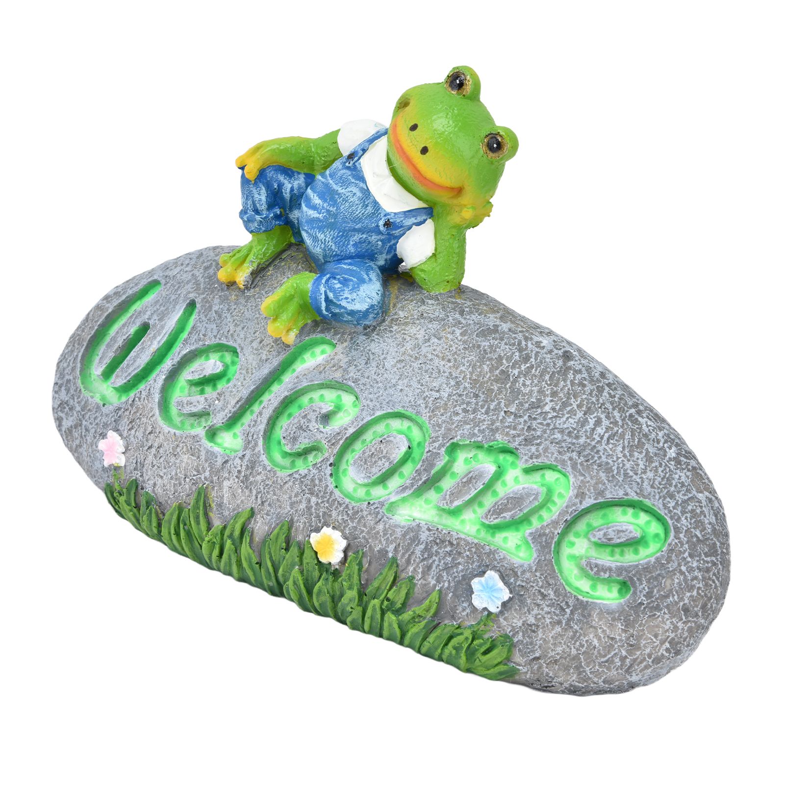 Welcome Frog Statue Luminous Garden Decor Resin Craftwork Patio Yard Lawn view 2
