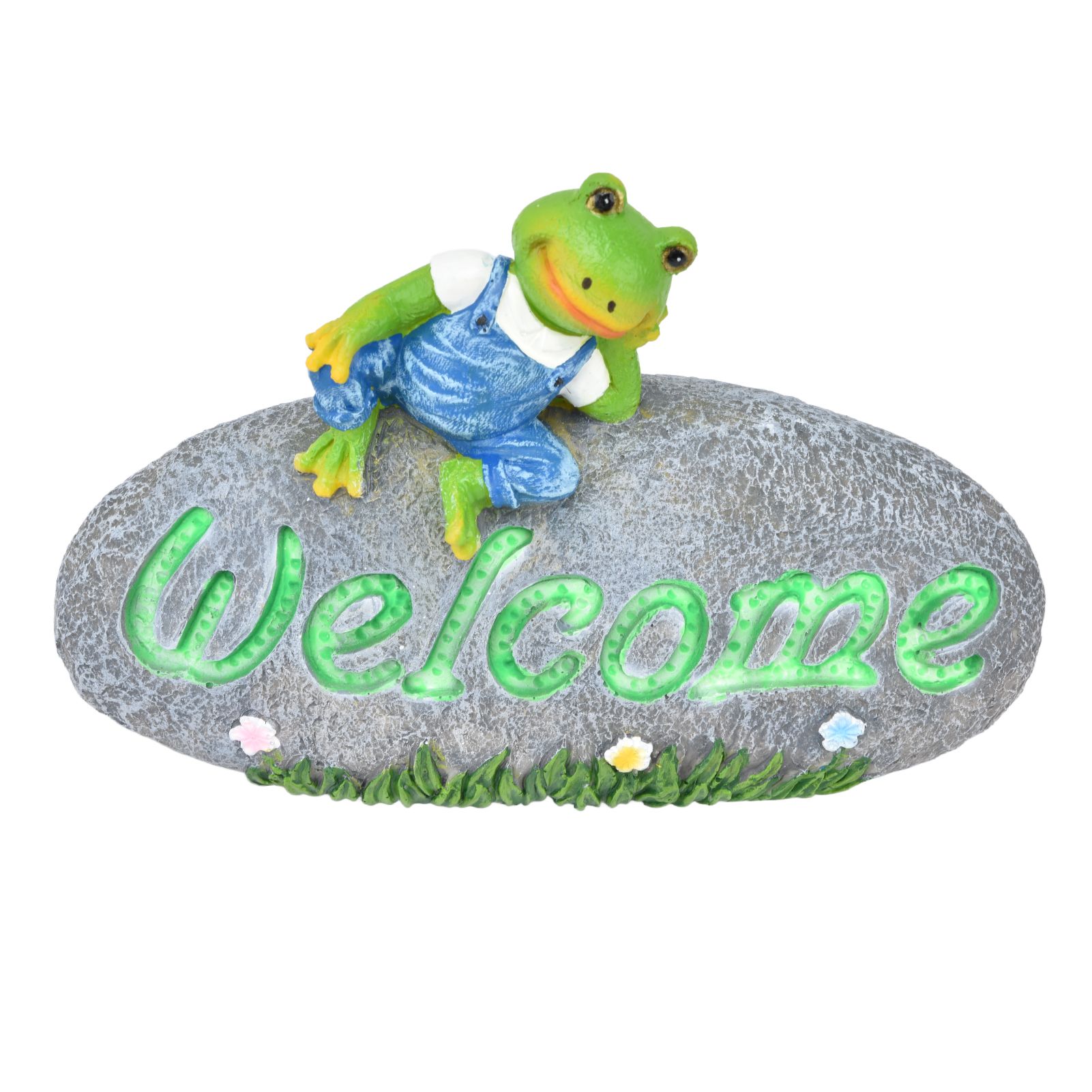 Welcome Frog Statue Luminous Garden Decor Resin Craftwork Patio Yard Lawn view 3