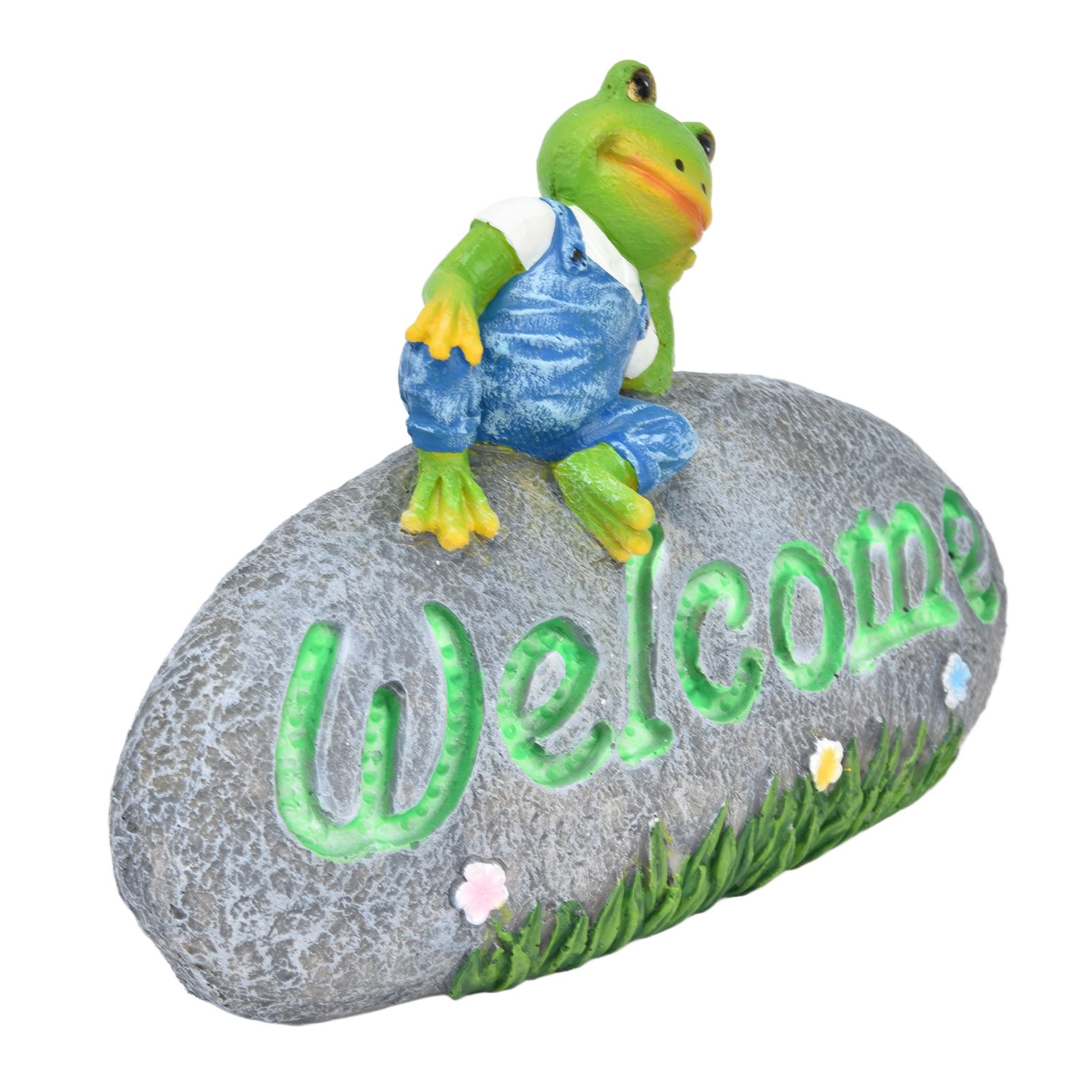 Welcome Frog Statue Luminous Garden Decor Resin Craftwork Patio Yard Lawn view 4